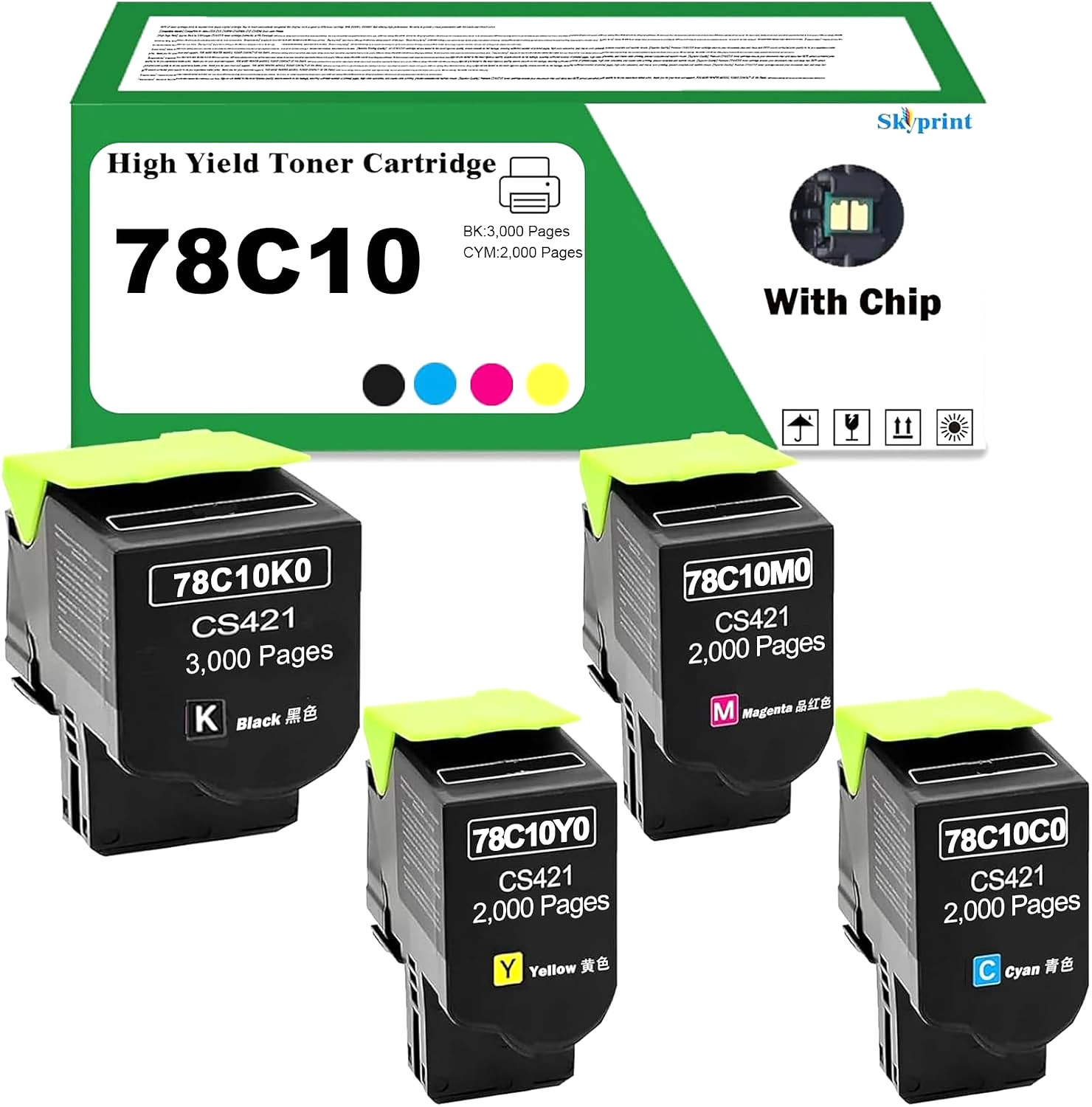78C10 Toner Cartridge Combo Pack Compatible for Lexmark CS & CX Series Printers