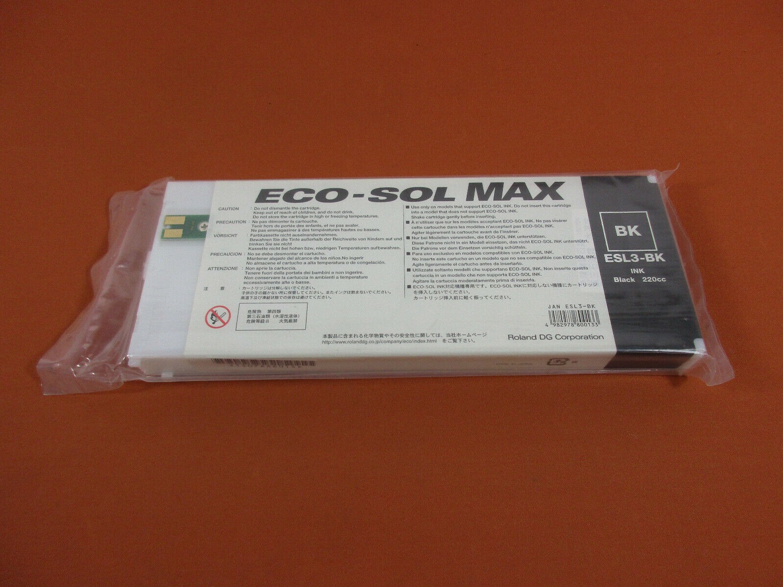 Genuine Roland ECO-SOL MAX ESL3-BK Black 220CC Sealed