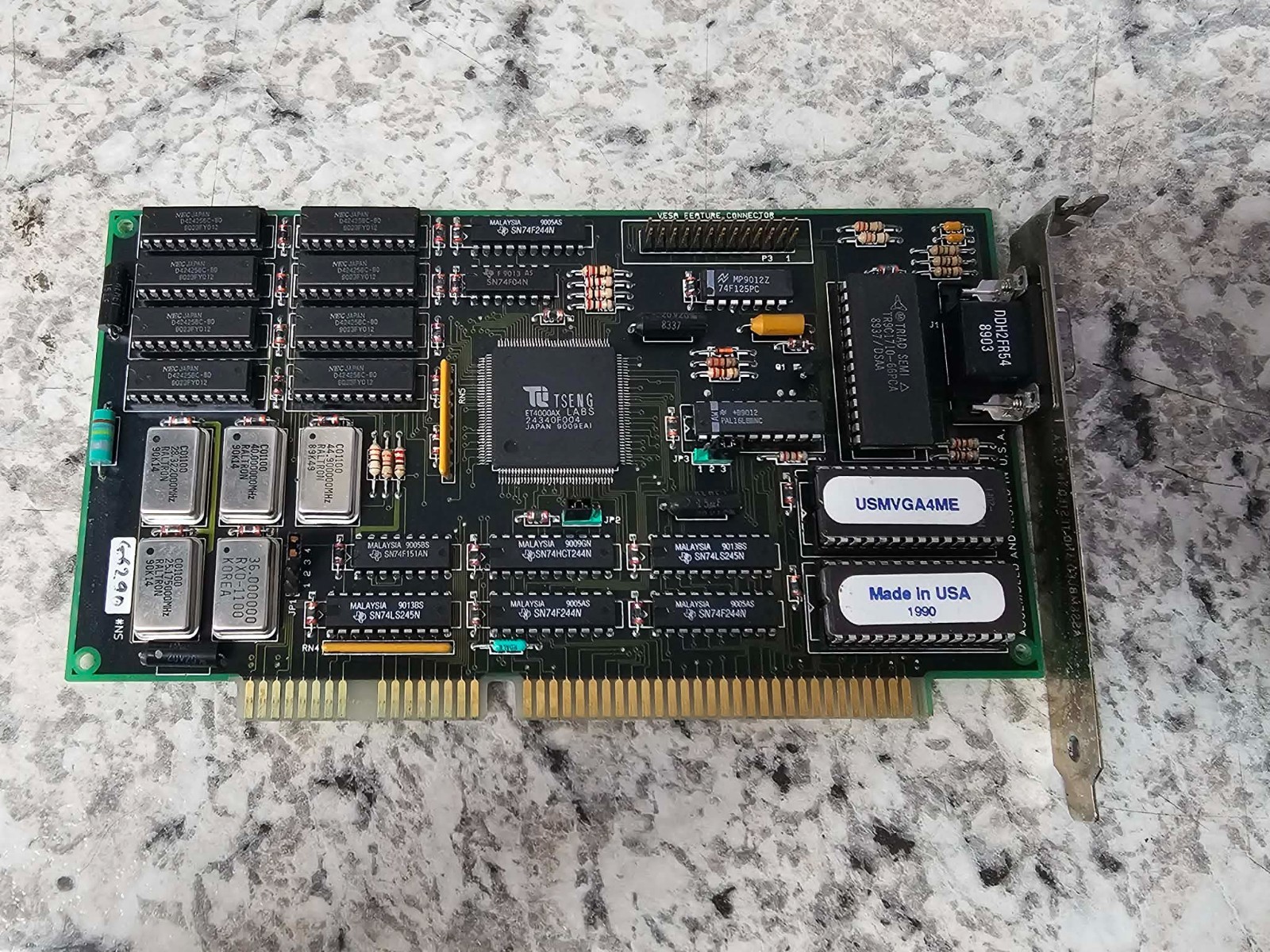 Vintage Tseng ET4000AX ISA VGA Graphics Card 1990 Retro DOS PC Video Adapter 1MB