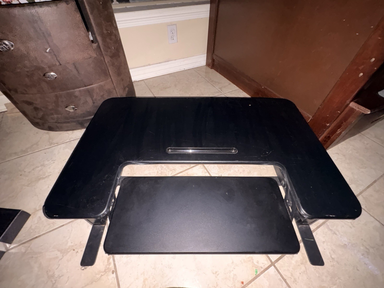 VIVO Adjustable Foldable Laptop Stand/Riser Black Metal Wood for 15 17 in Laptop