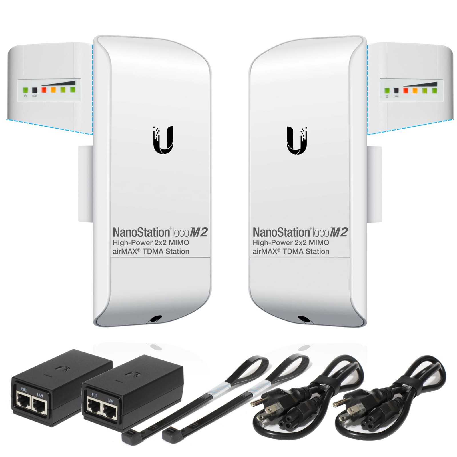 Wireless Bridge Ubiquiti LOCOM2 PRE-CONFIGURED, Bundle of 2 Ubiquiti Nanostati..