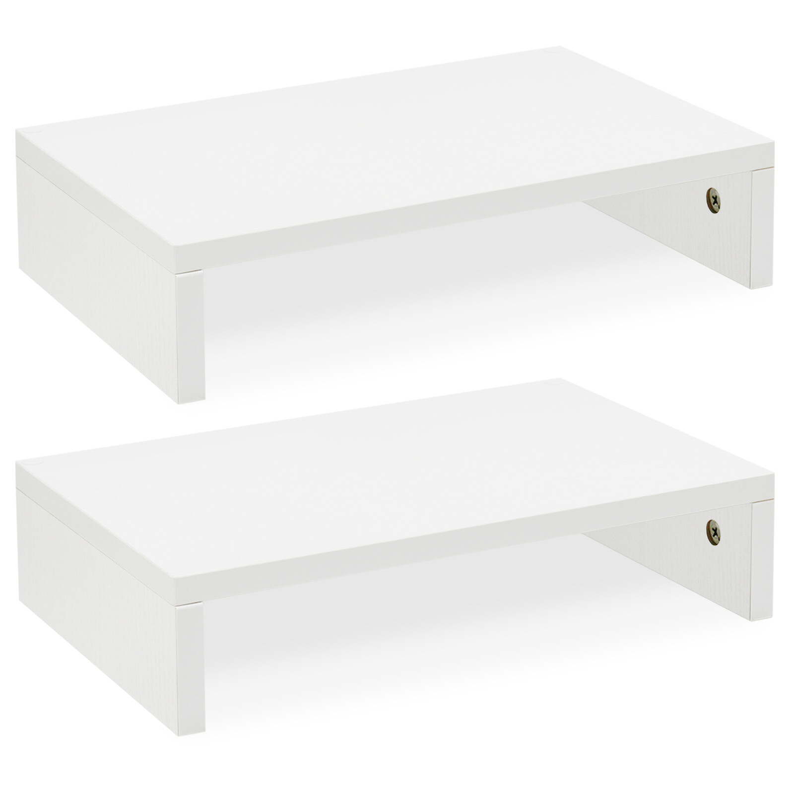 Monitor Stand Riser-2 Pack,Wood 2 Tier Adjustable Dual Monitor Riser White