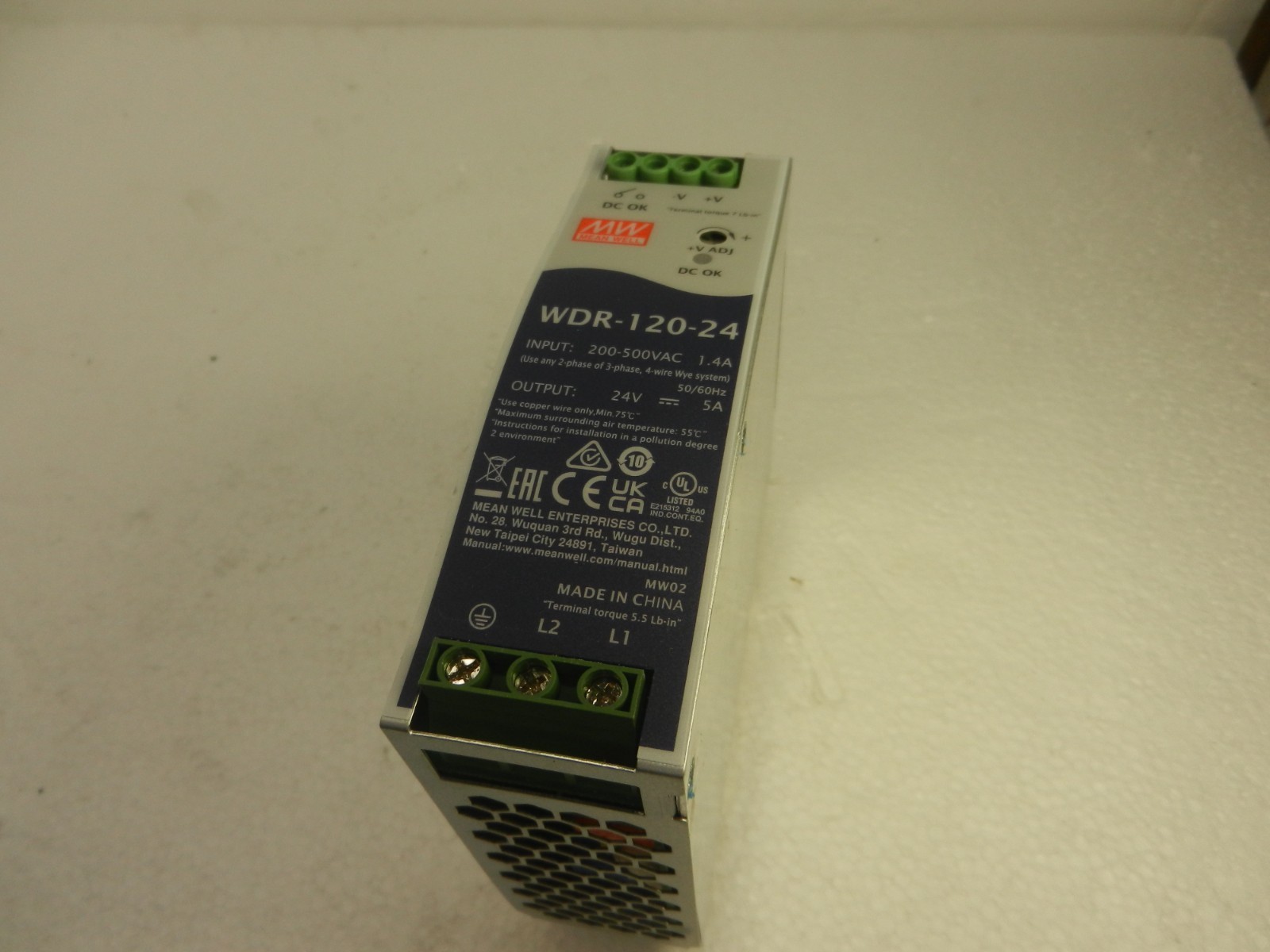 MW Mean Well WDR-120-24 Din Rail 24V 5A Industrial Power Supply