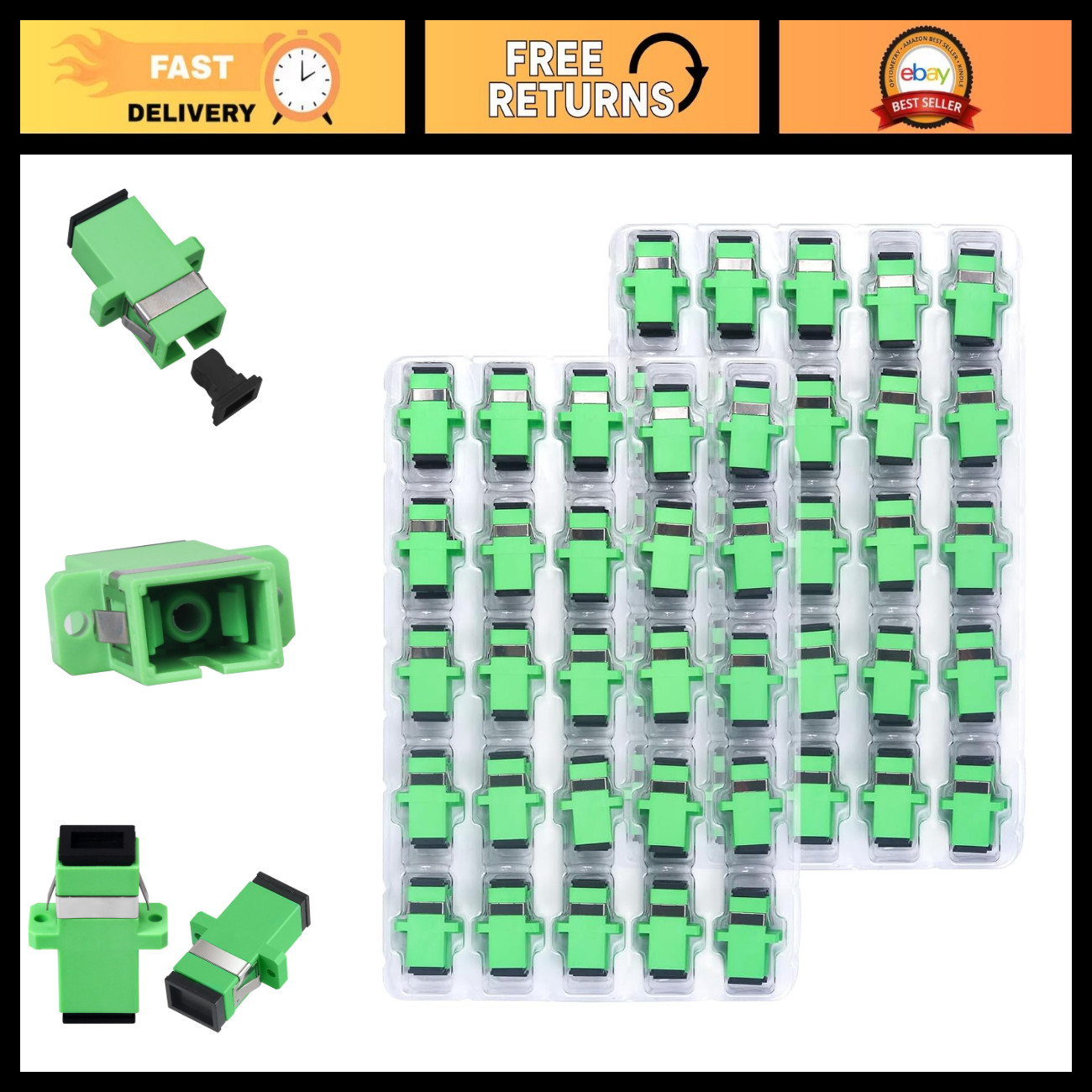 100pcs SC to SC APC Fiber Optic Coupler Adapter - High-Speed Connection, Durable