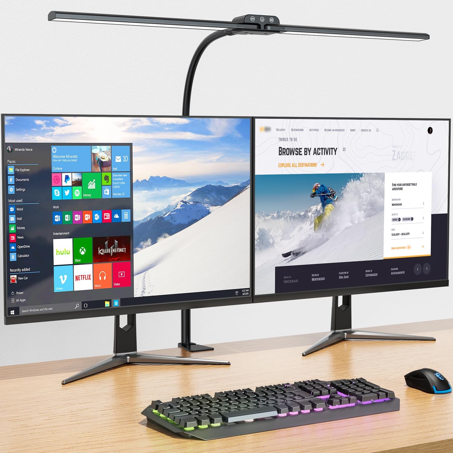 Desk lamp,Double Head LED Desk Lamp with Clamp,Architect Desk Lights for Home