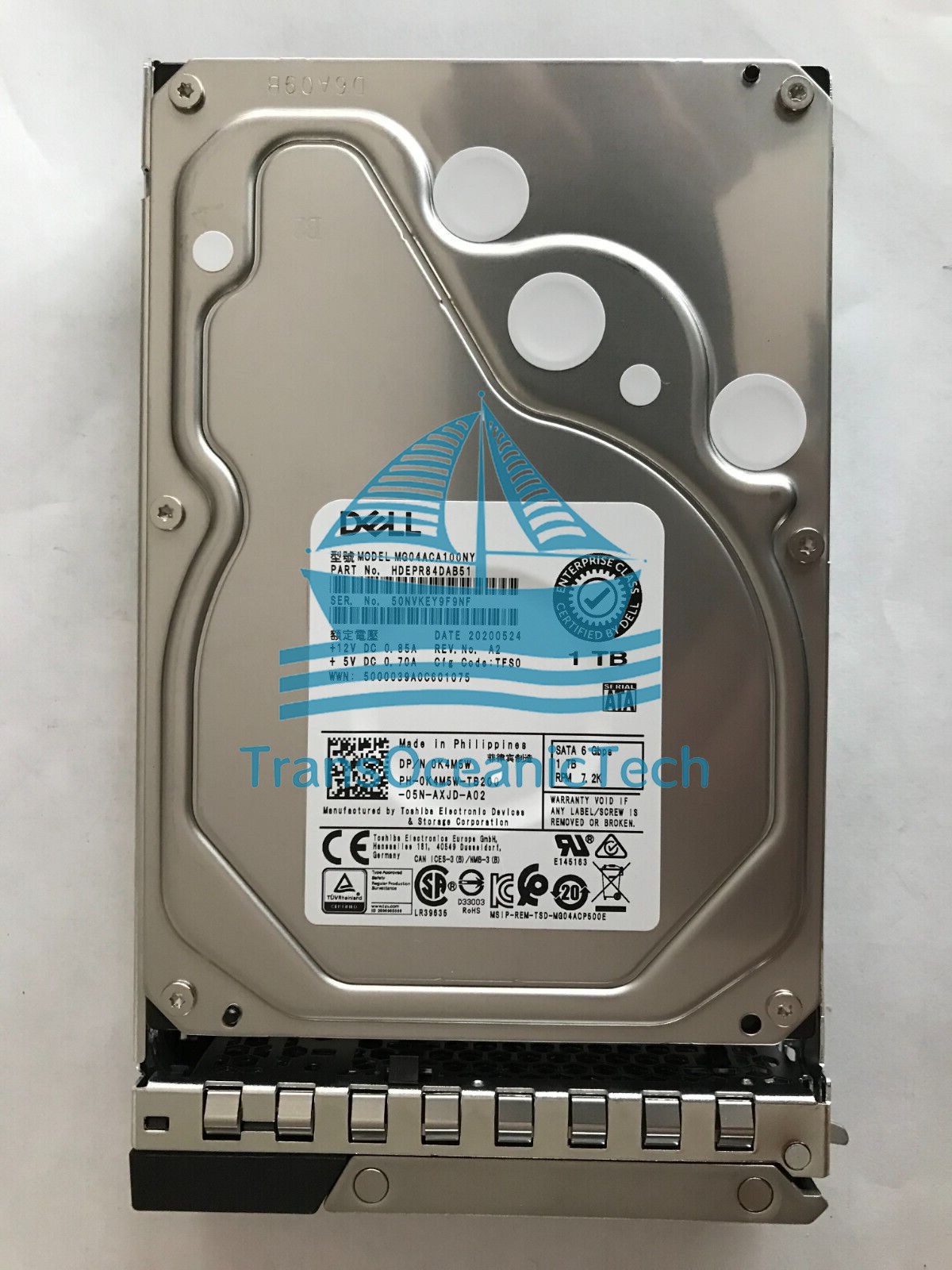 K4M5W DELL MG04ACA100NY 1TB HDD 7.2K RPM 3.5" SATA R530 T320 T420 0K4M5W R520