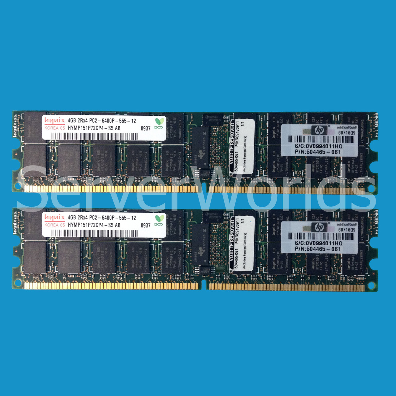 HP 504351-B21 8GB (2x4GB) PC2-6400P Memory Kit 2 x 504465-061