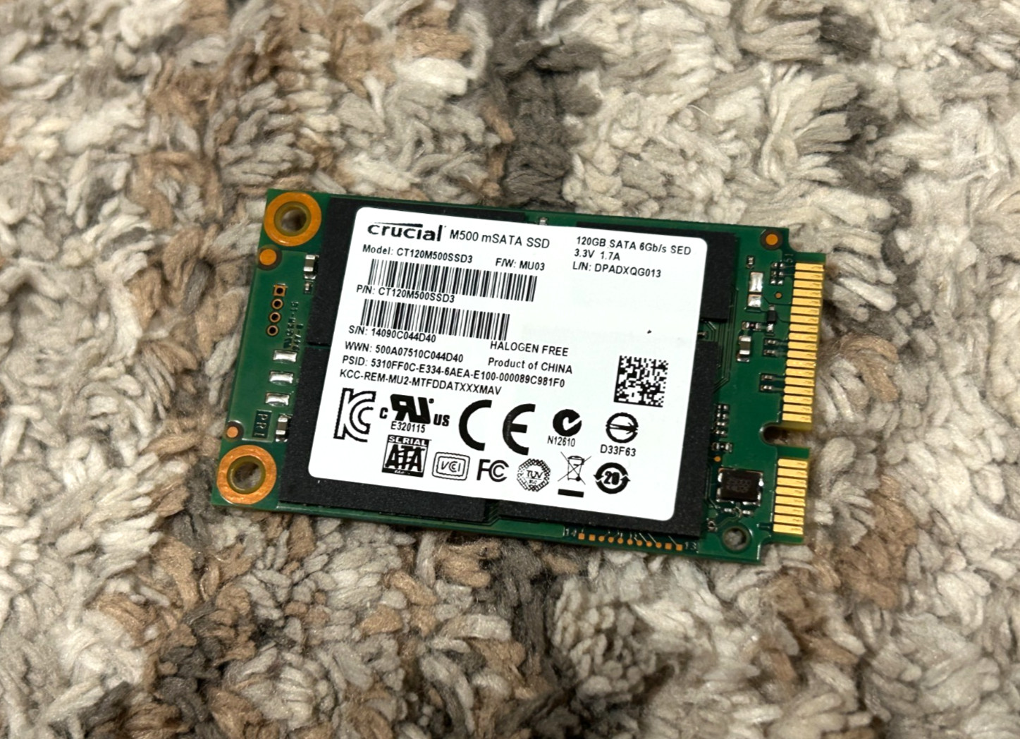 CRUCIAL M500 120GB mSATA SSD CT120M500SSD3, Grade C,  SKU 25763