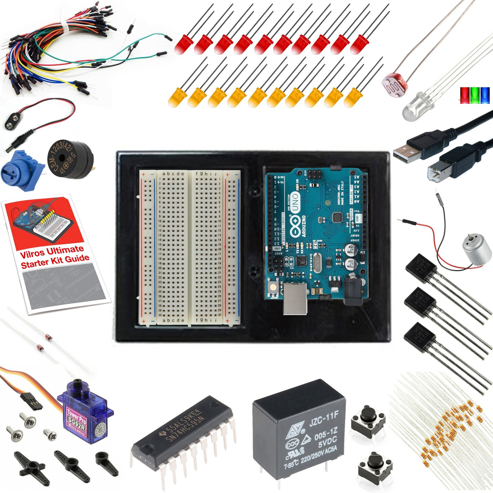 Vilros Arduino Uno Starter Kit - Includes Arduino Uno R3 Board, 190+ Electron...