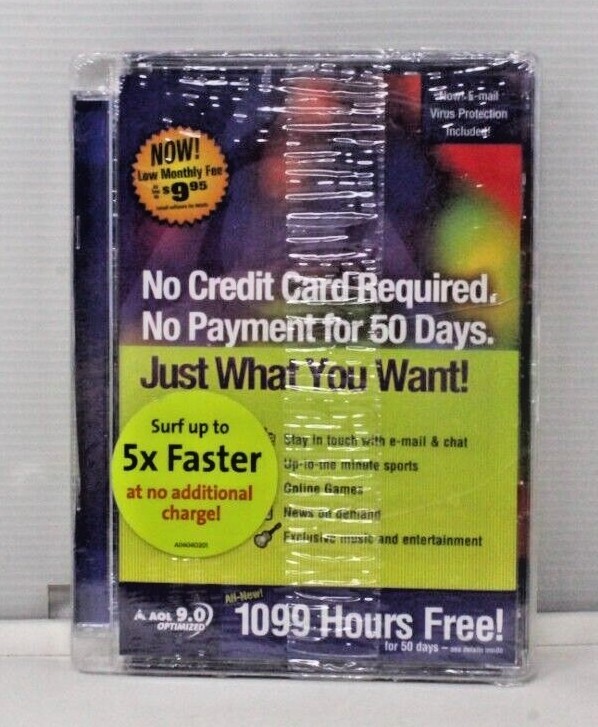 AOL 9.0 Optimized: 1099 Hours Free (CD-ROM) - NEW