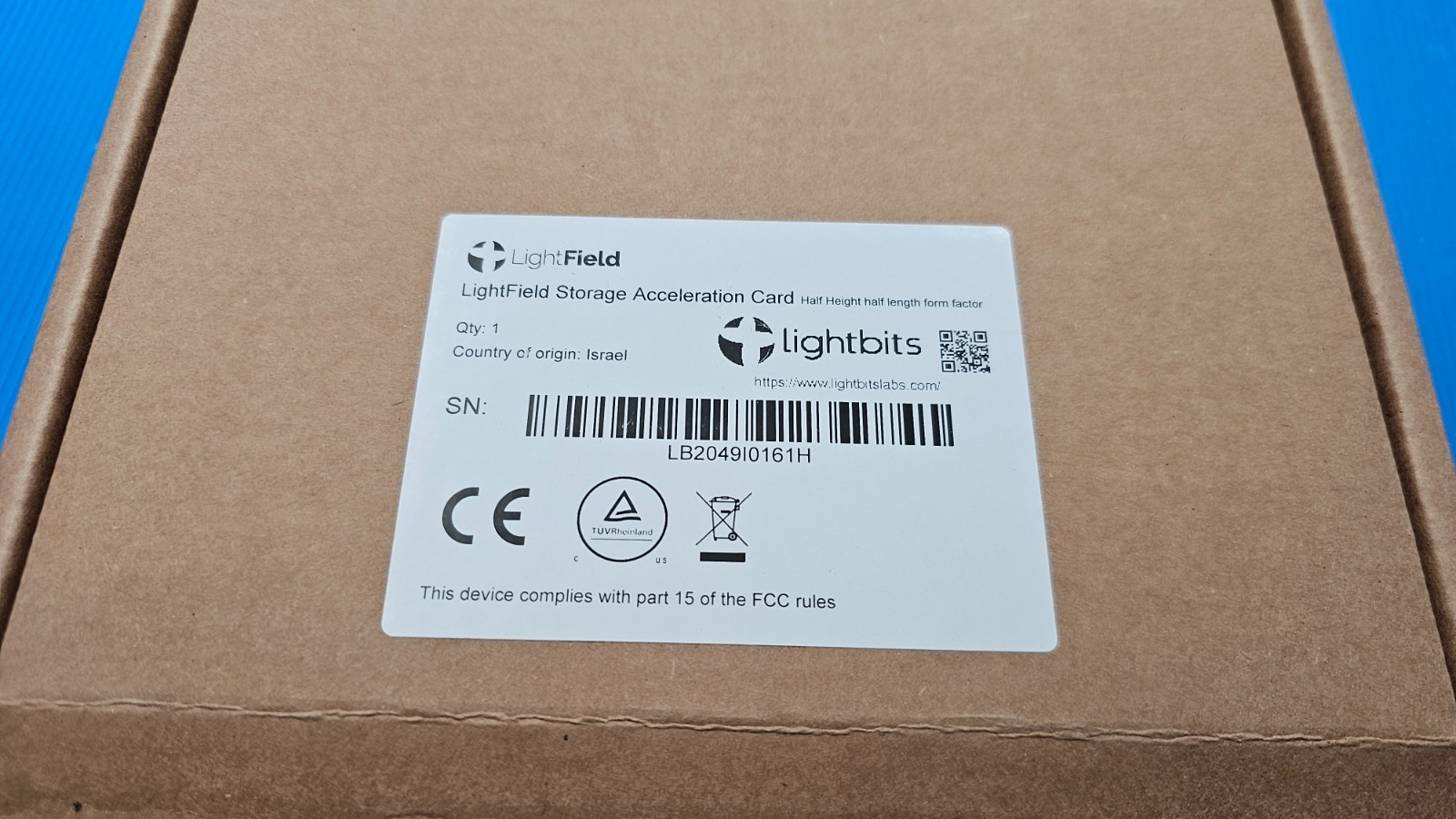 Lightbits LightField Storage Acceleration + Xilinx VIRTEX ultrascale+ XCVU7P