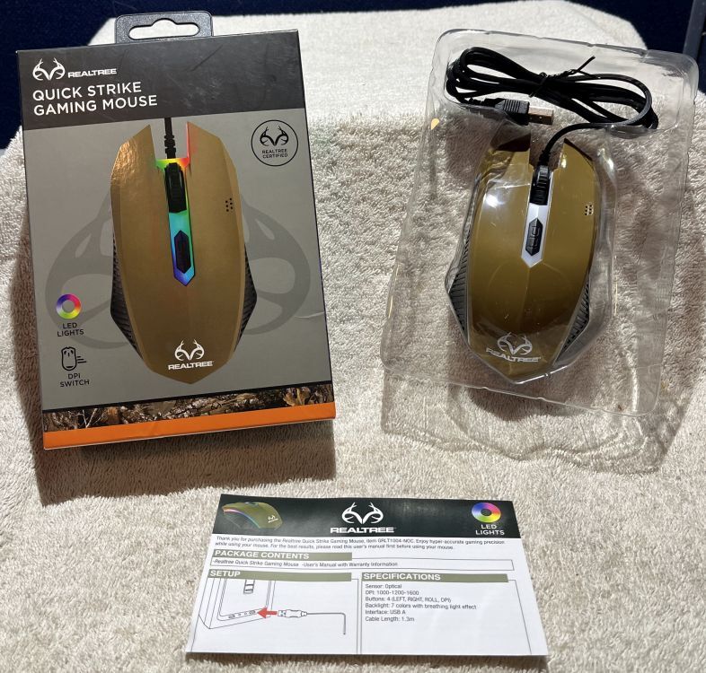 Vivitar-RealTree Quick Strike Gaming Mouse with DPI Switch LED RBG Lights-Corded