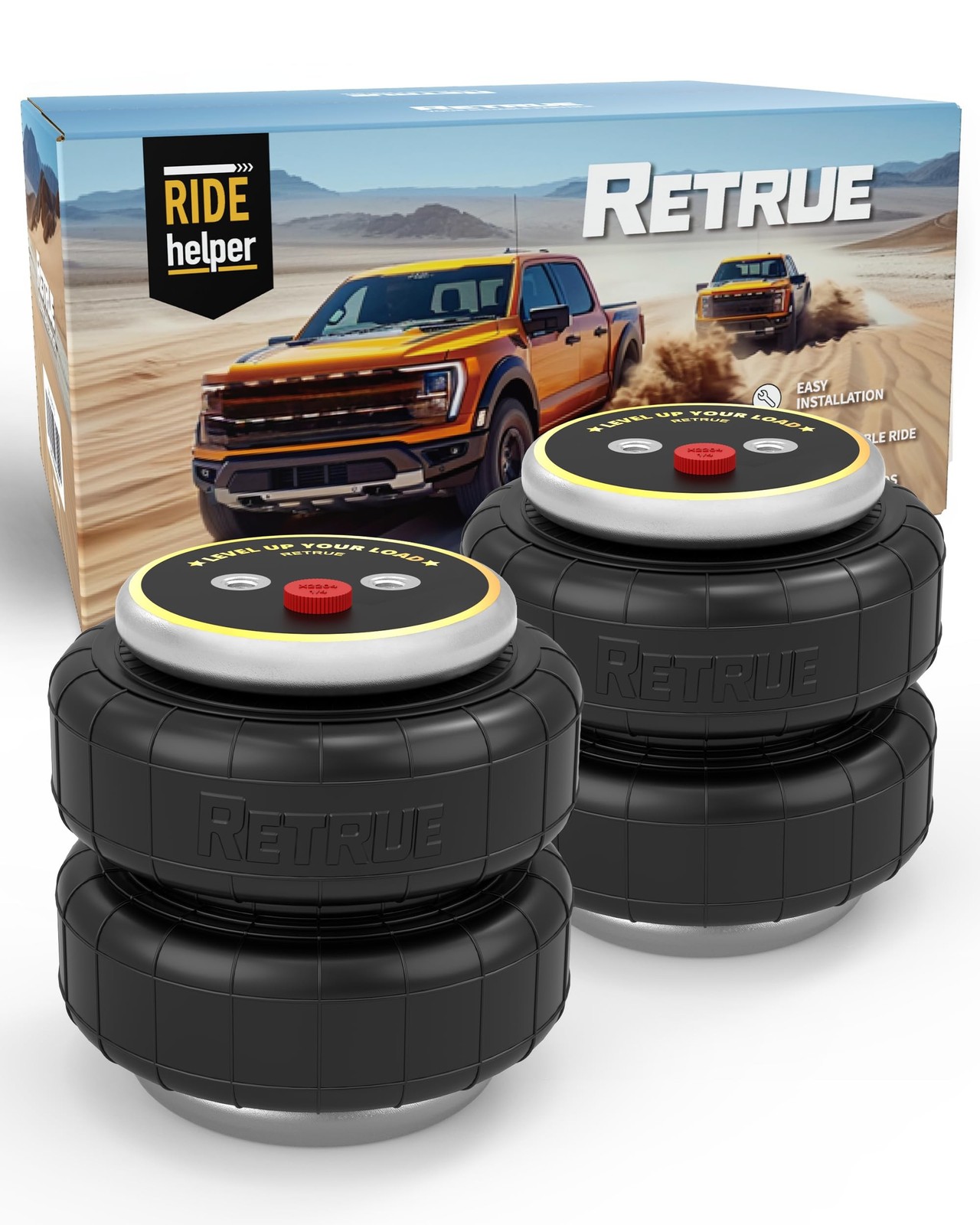 RETRUE 2PCS Universal Air bags Air Suspension Spring, 5000 Lbs of Load Leveli...