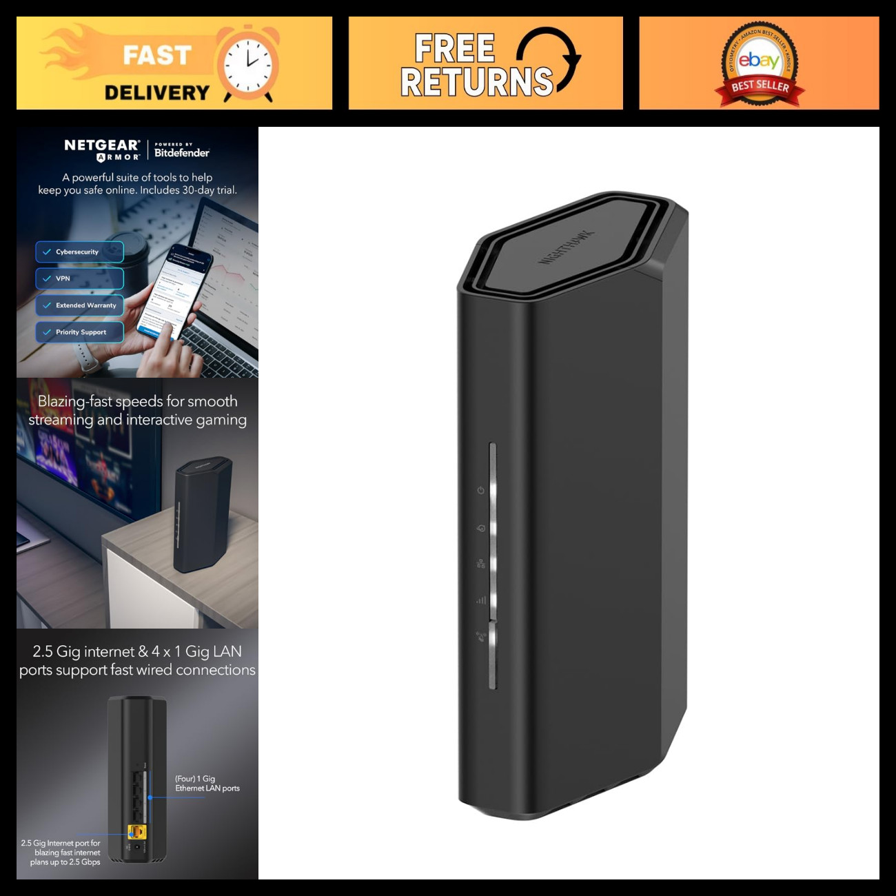 High-Speed WiFi 7 Router, Covers 2,000 sq ft, 3.6 Gbps, Ideal for Gaming & Strea