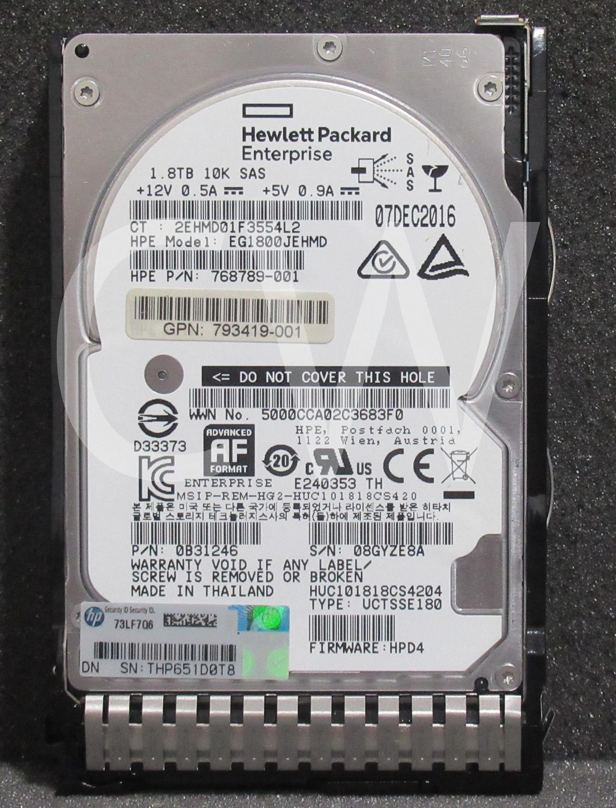 791034-B21 791055-001 HPE 1.8TB 10K RPM 12Gb/s 2.5" SAS HDD Hard Drive