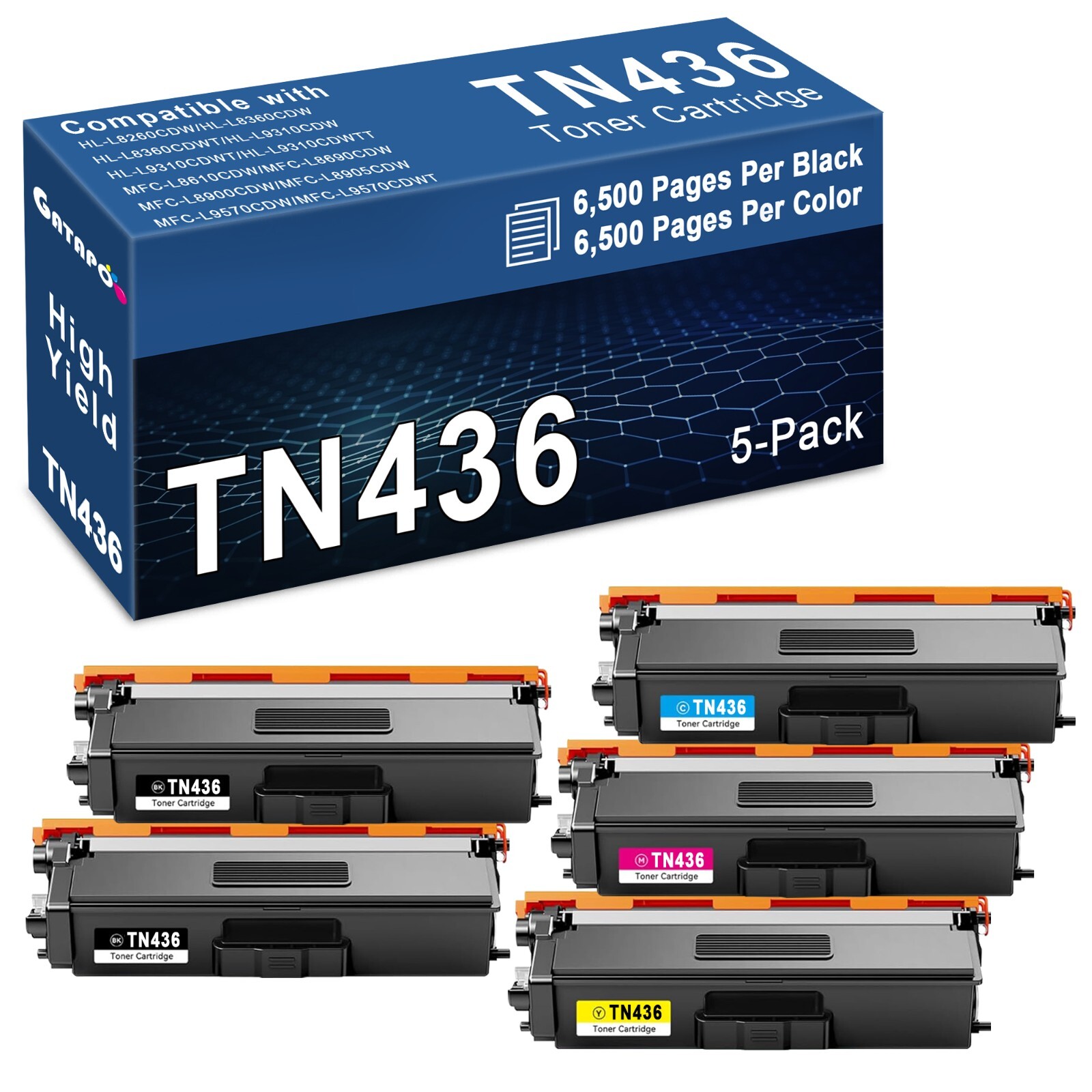 5PK TN436 TN-436 Toner Cartridge for Brother MFC-L8900CDW MFC-L8905CDW