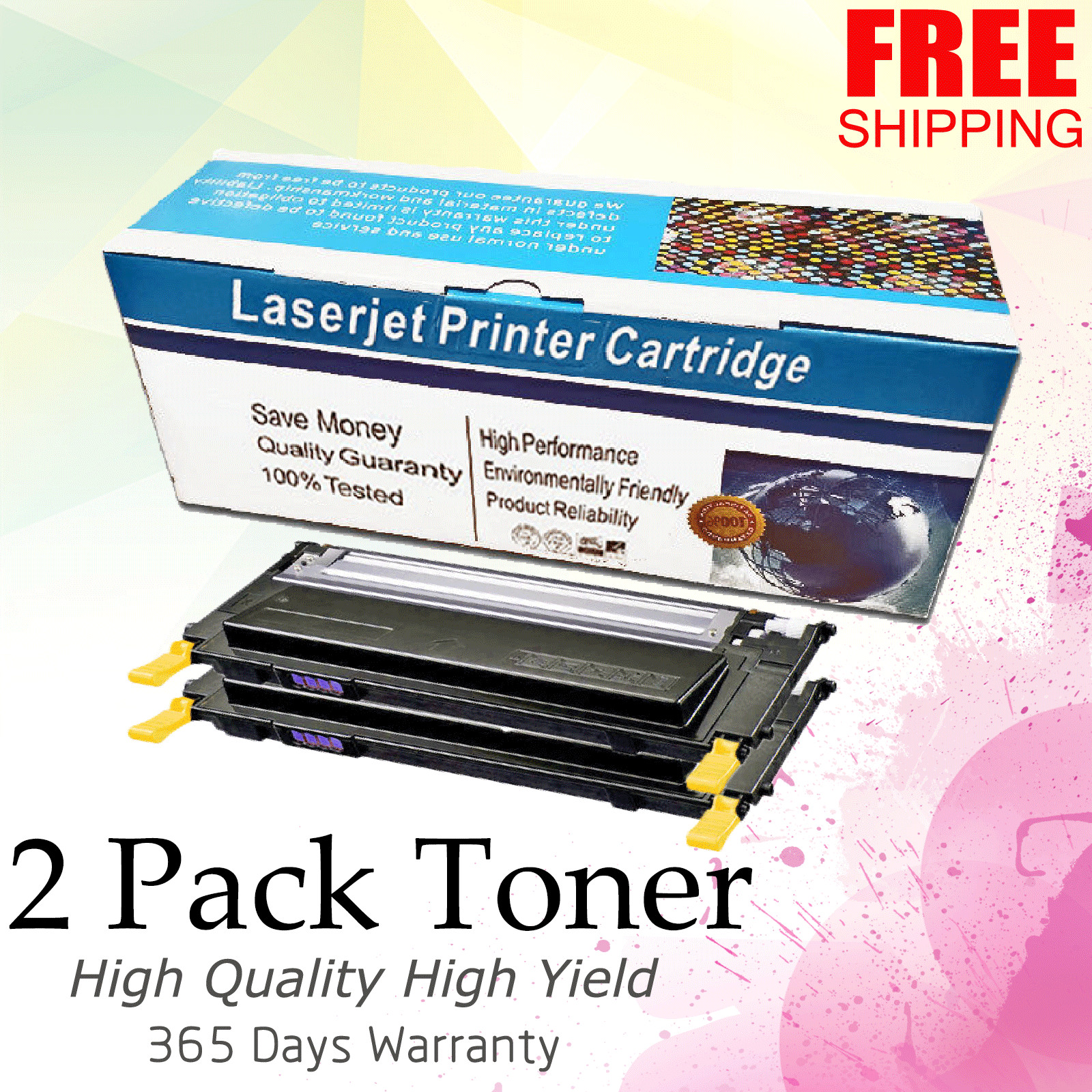 2PK CLT-Y409S Yellow Toner Cartridge For Samsung CLP-310 CLP-315 315W CLX-3175FW