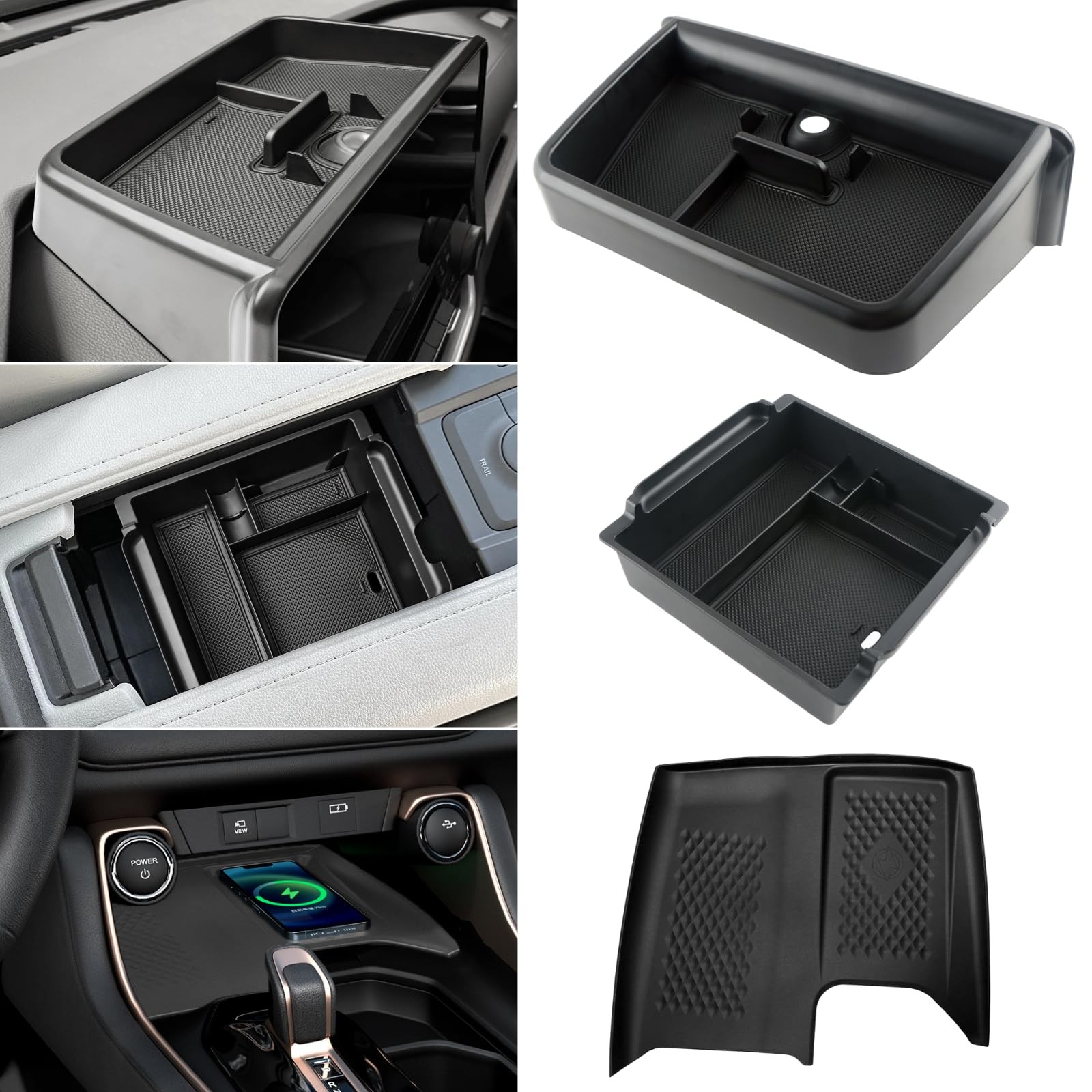 3Pcs Center Console Organizer for 2026 2025 2024 Toyota Grand Highlander Wireles