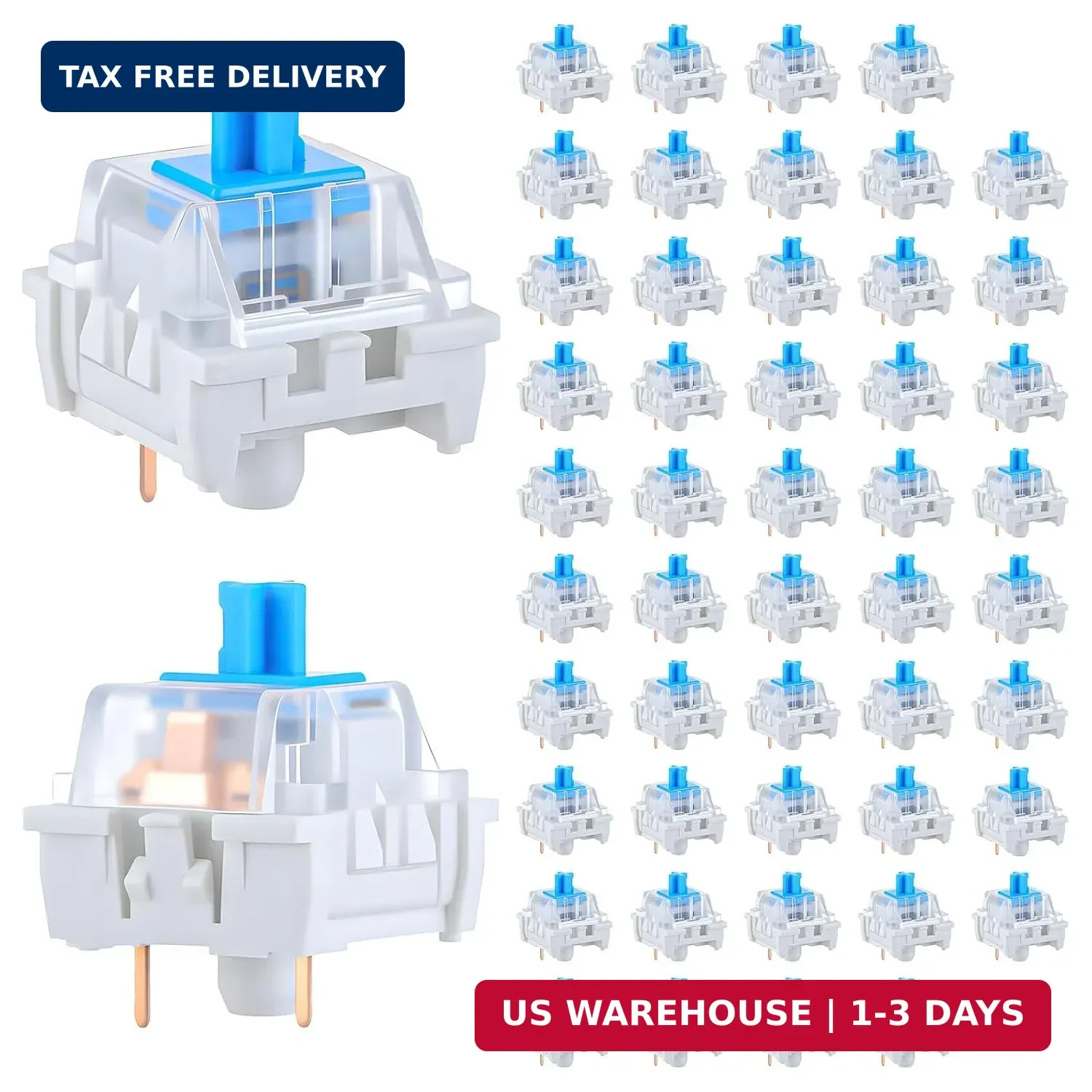 50 PCS Mechanical Keyboard Switches Keyboard Clicker 3 Pin Blue Switch Replaceme
