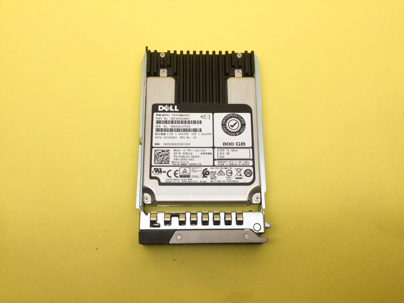 CN3JH Dell 800GB SAS 12Gb/s WI 2.5'' SSD PX05SMB080Y 0CN3JH w/ Gen 14th