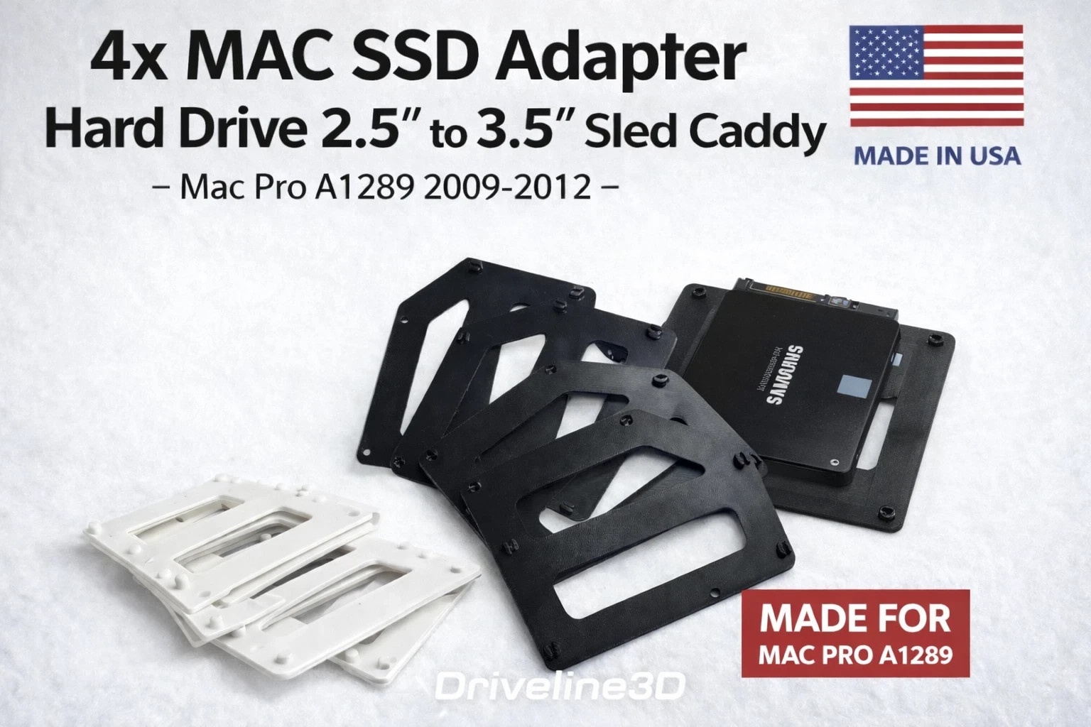 Mac Pro A1289 SSD Adapter Sled Caddy 4x 2.5 to 3.5 Drive Bay 2009-2012
