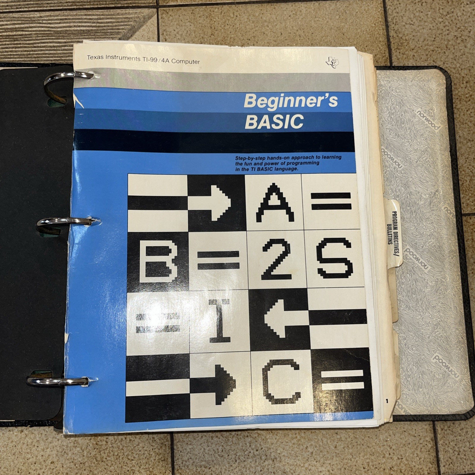 TI-99/4A User Reference Guide Owners Manual Beginners Basic Coding Book Binder