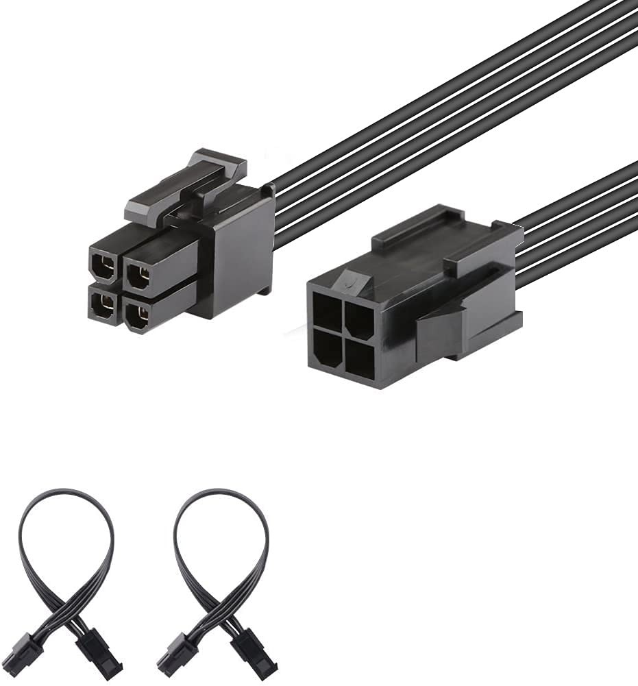 (2 Pack) ATX 4 Pin CPU Male to Female Extension Cable, 8 inch