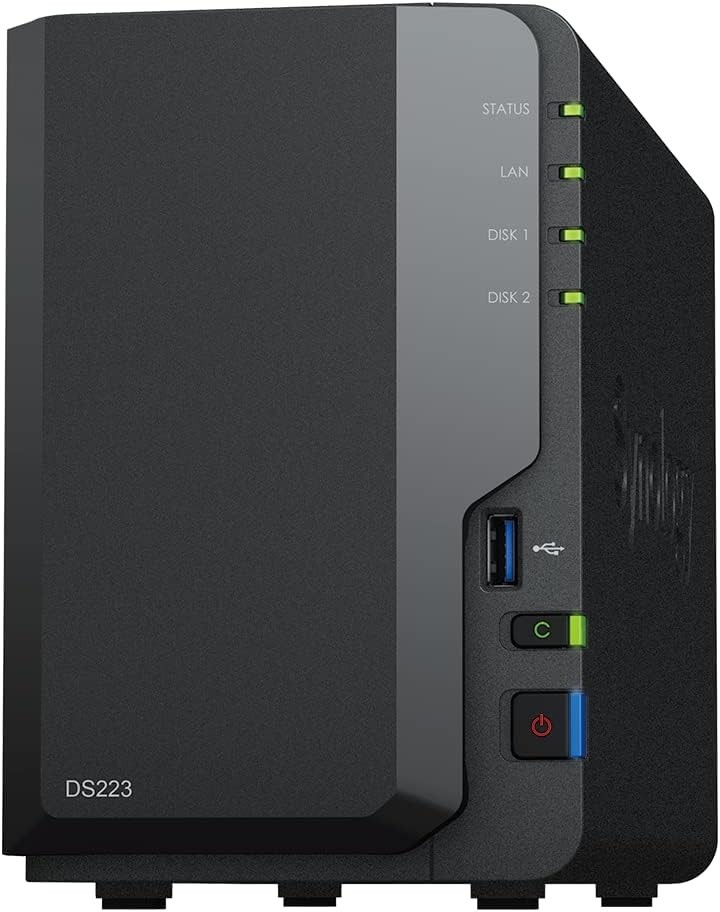 Synology DS223 2-Bay Diskless NAS Home Office Backup Hub Data Protection