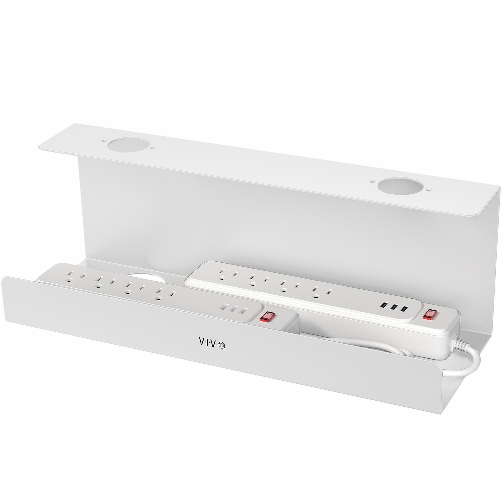 VIVO White Extra Deep Under Desk Cable Management Tray