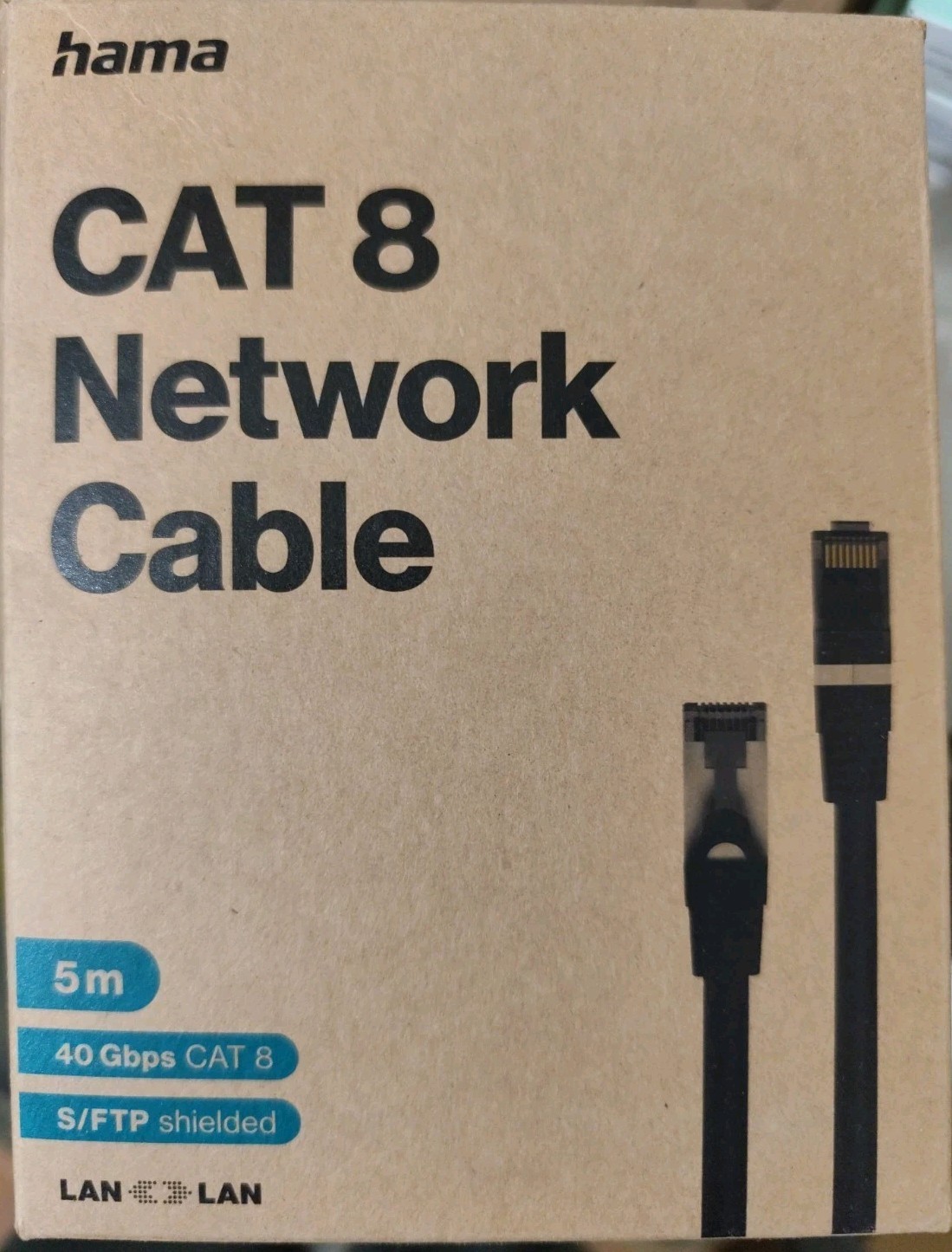 Hama Computer Cat 8 Network Cable 5m 40Gbps S/FTP RJ45 Black