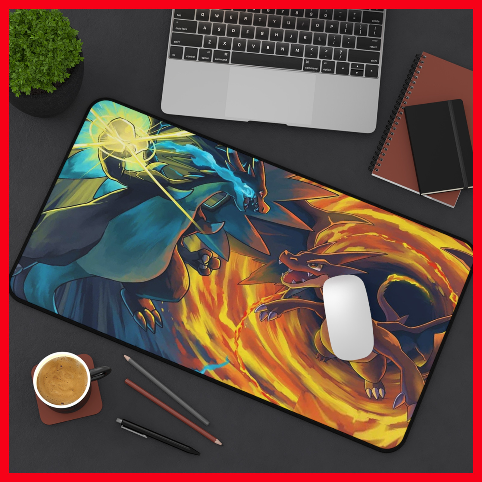 Pokemon Charizard Desk Mat, Mega Charizard Gaming Mouse Pad Desk Accessories SP9