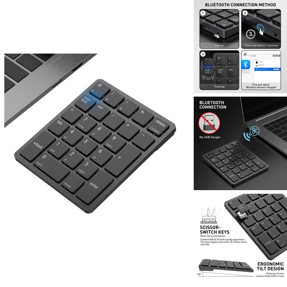 havit Bluetooth Wireless Numpad 26 Keys for Windows Laptop PC Notebook - Black