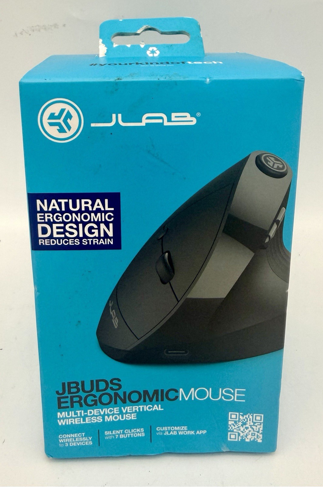 JLab JBuds 2.4G Wireless Bluetooth Vertical Ergonomic Optical Mouse Black