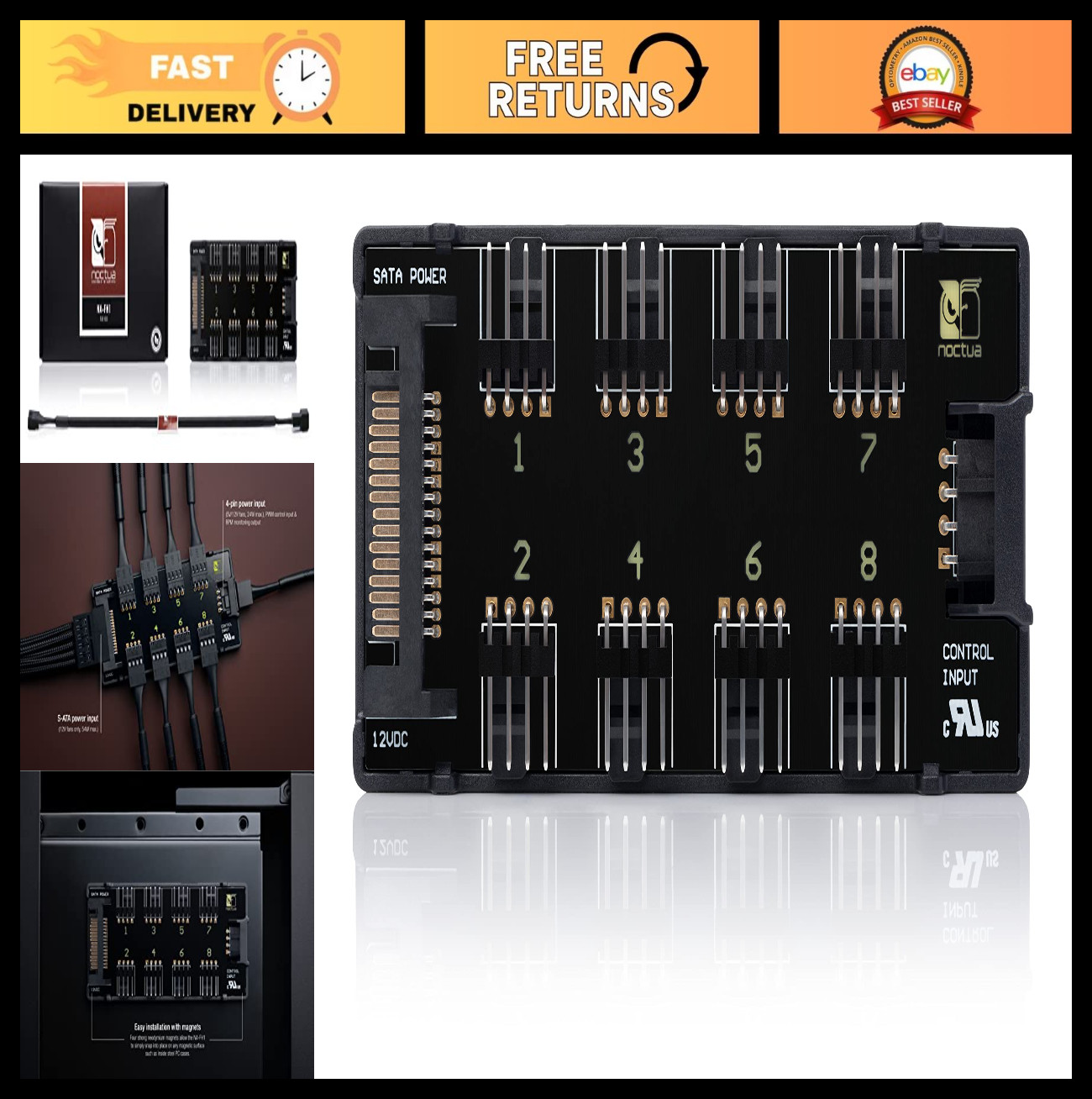8-Port PWM Fan Hub, Magnetic Design, Short Circuit Protection, PC Cooling Access