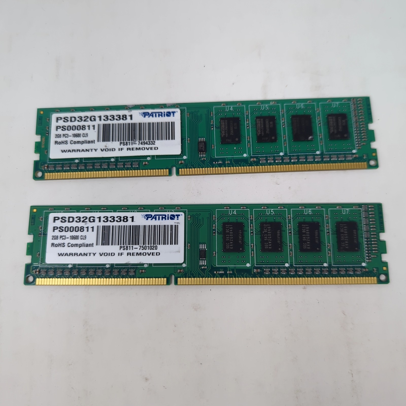 Patriot 4GB (2x2GB) DDR3 Desktop RAM Memory Module Kit 1333MHz PC3-10600