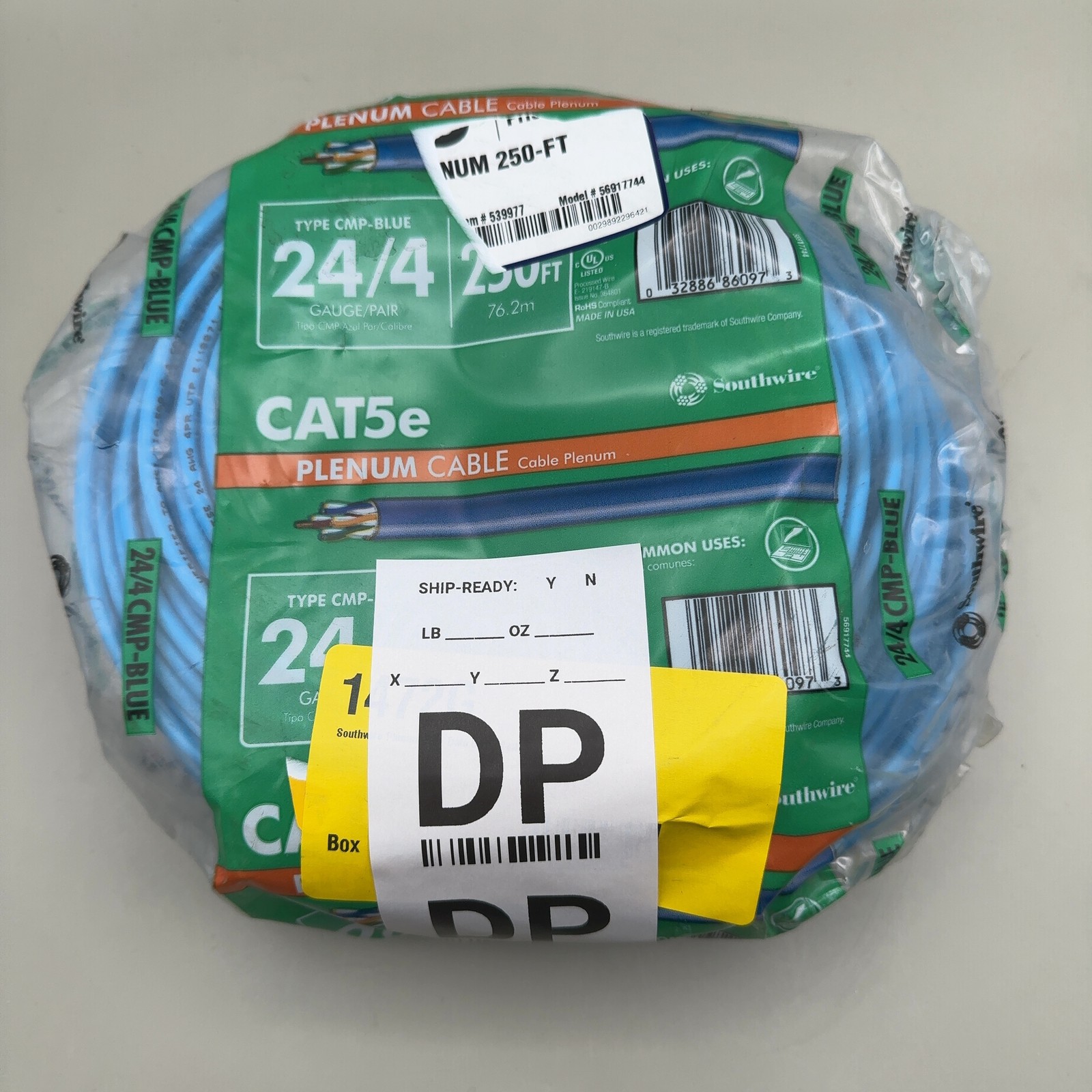 Southwire 250-ft 24/4 24 CAT 5e 4 Plenum Blue Data Cable Coil #2