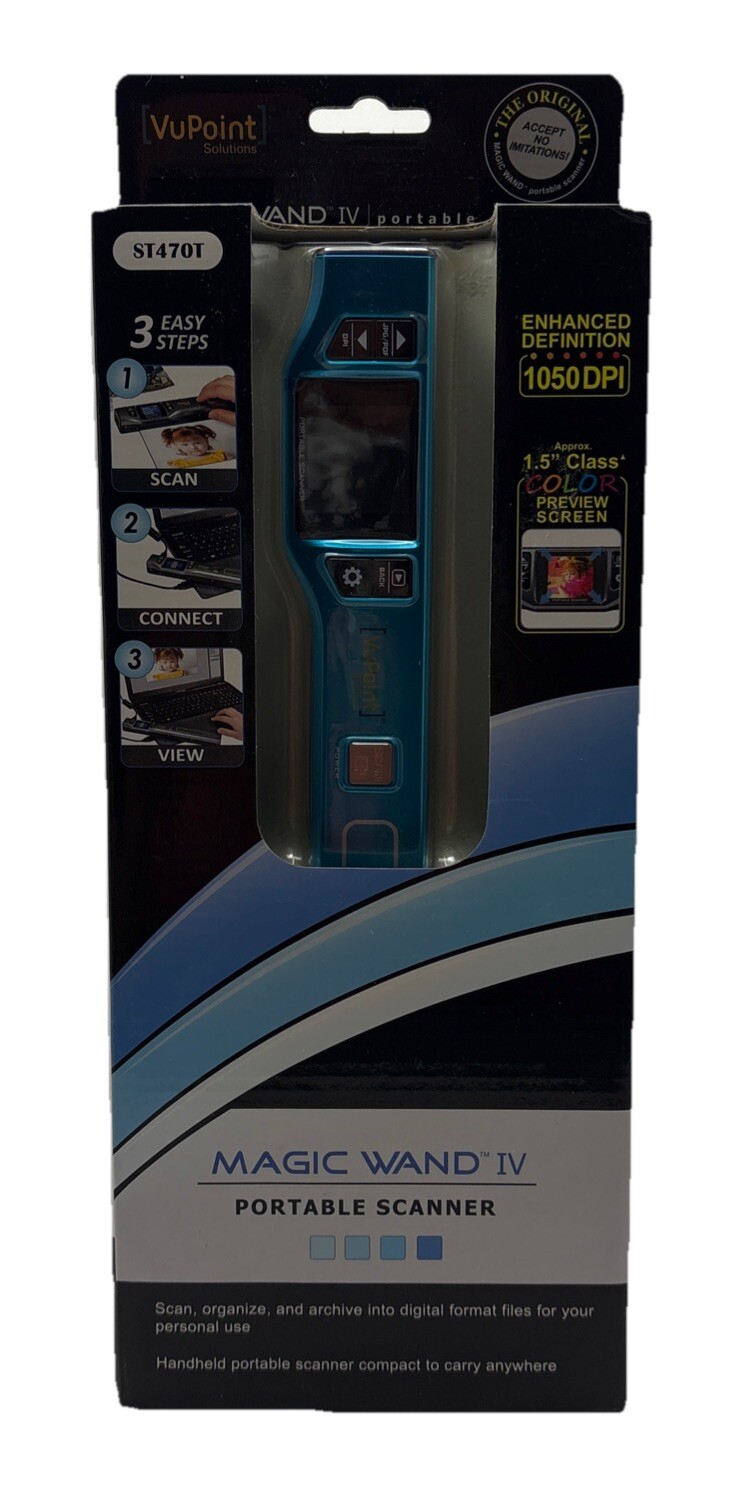 New VuPoint Magic Wand 4 Portable Handheld Scanner Blue Color LCD PDS-ST470T-VP
