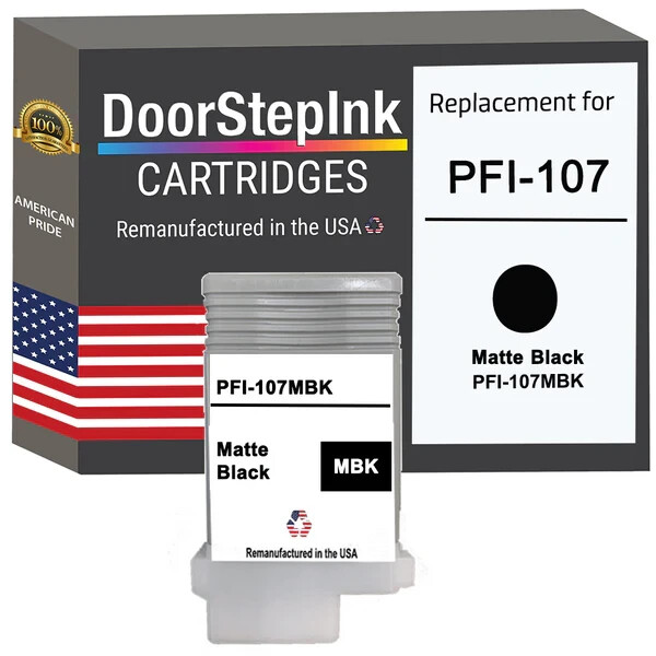 DoorStepInk Compatible Ink Cartridges For Canon PFI-107 Mate Black 130ml-USA