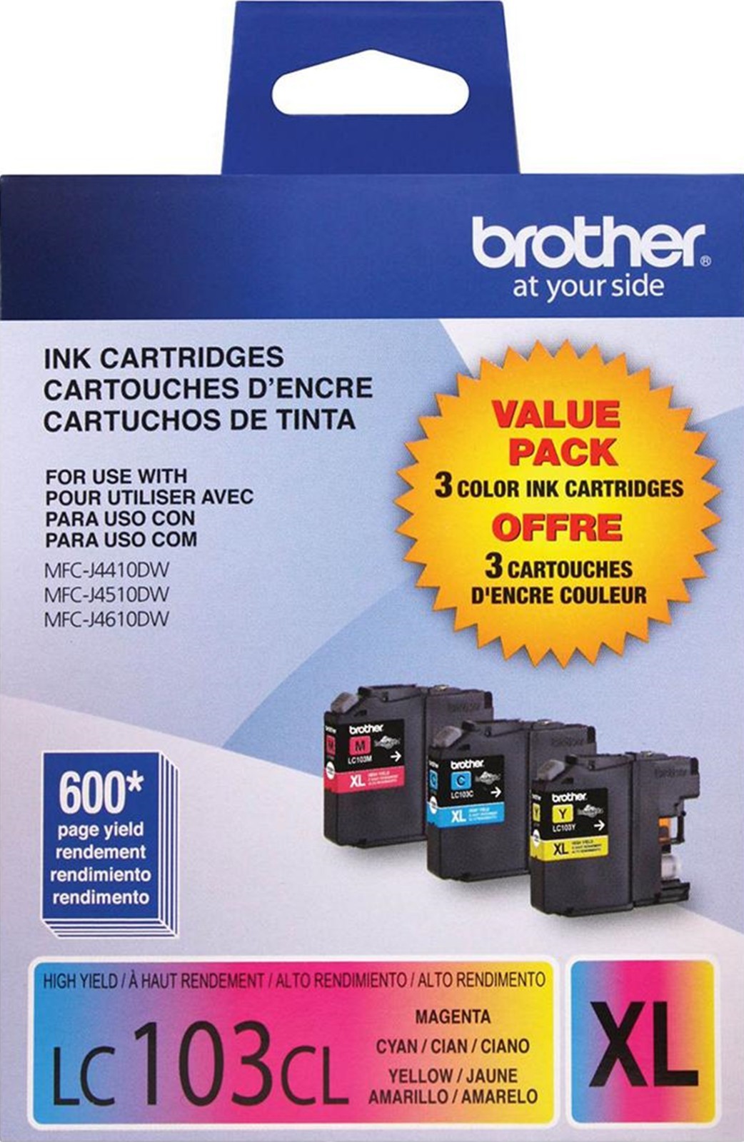 New Genuine Brother LC103XL Color 3PK Ink Cartridge MFC-J4610DW MFC-J470DW