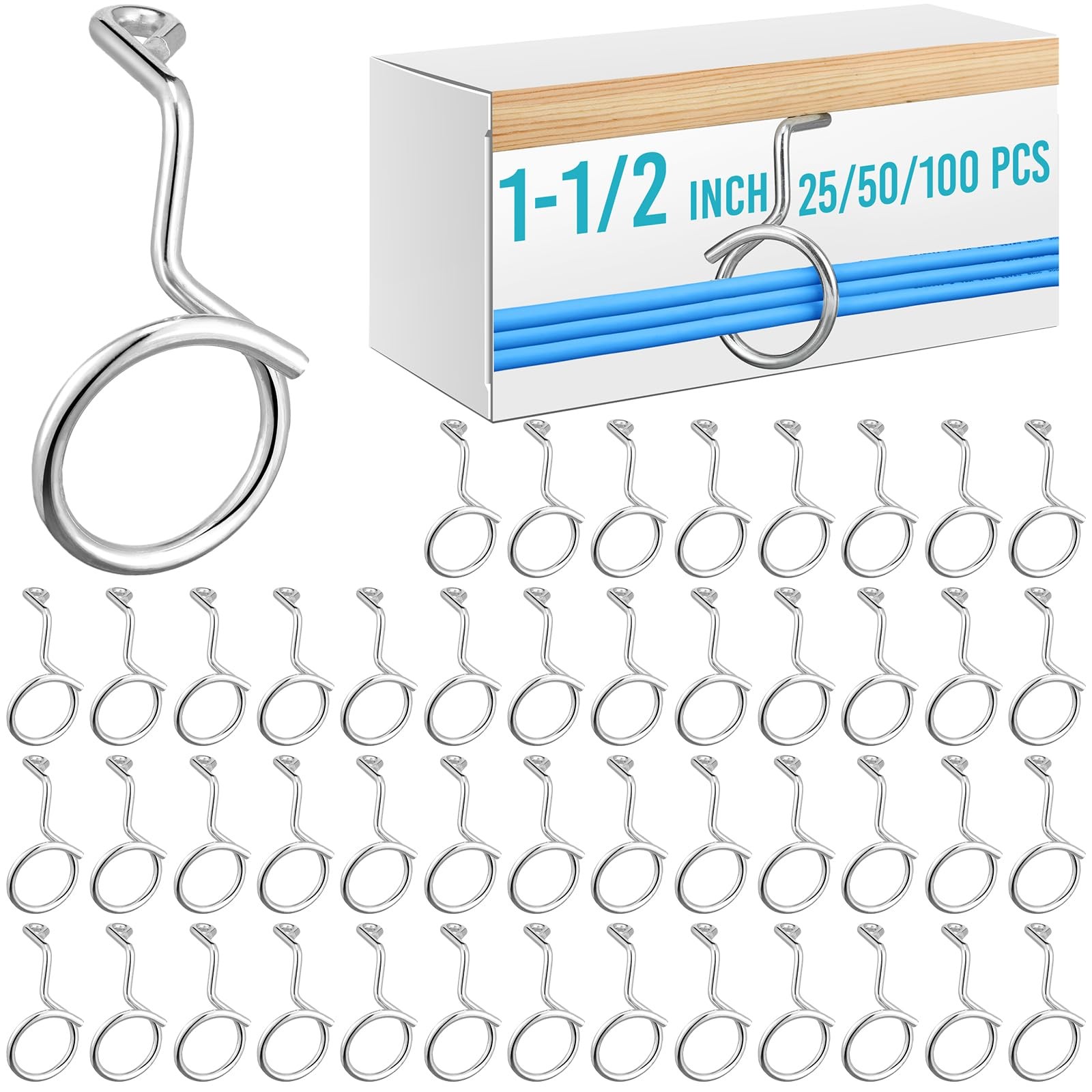 100 Pcs Bridle Rings, 1-1/2 Inch Low Voltage Wire Cable Rings