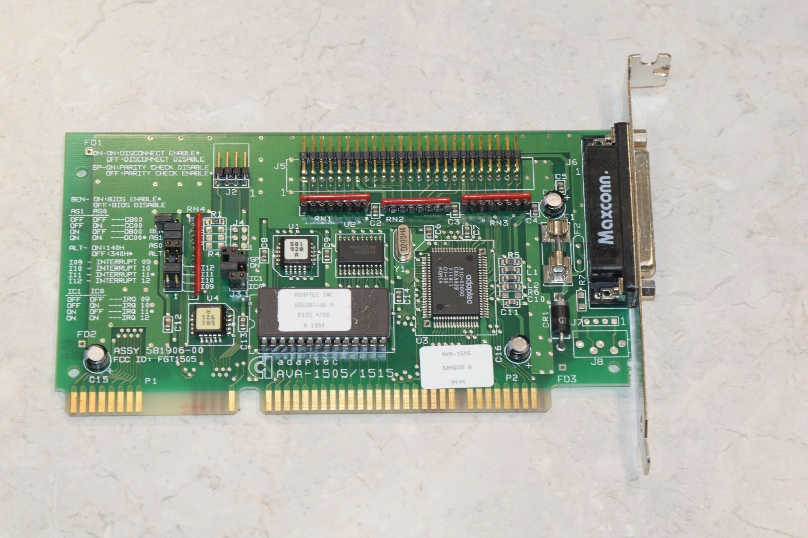 Adaptec AVA-1515 AVA-1505/1515 Full Height ISA SCSI Card