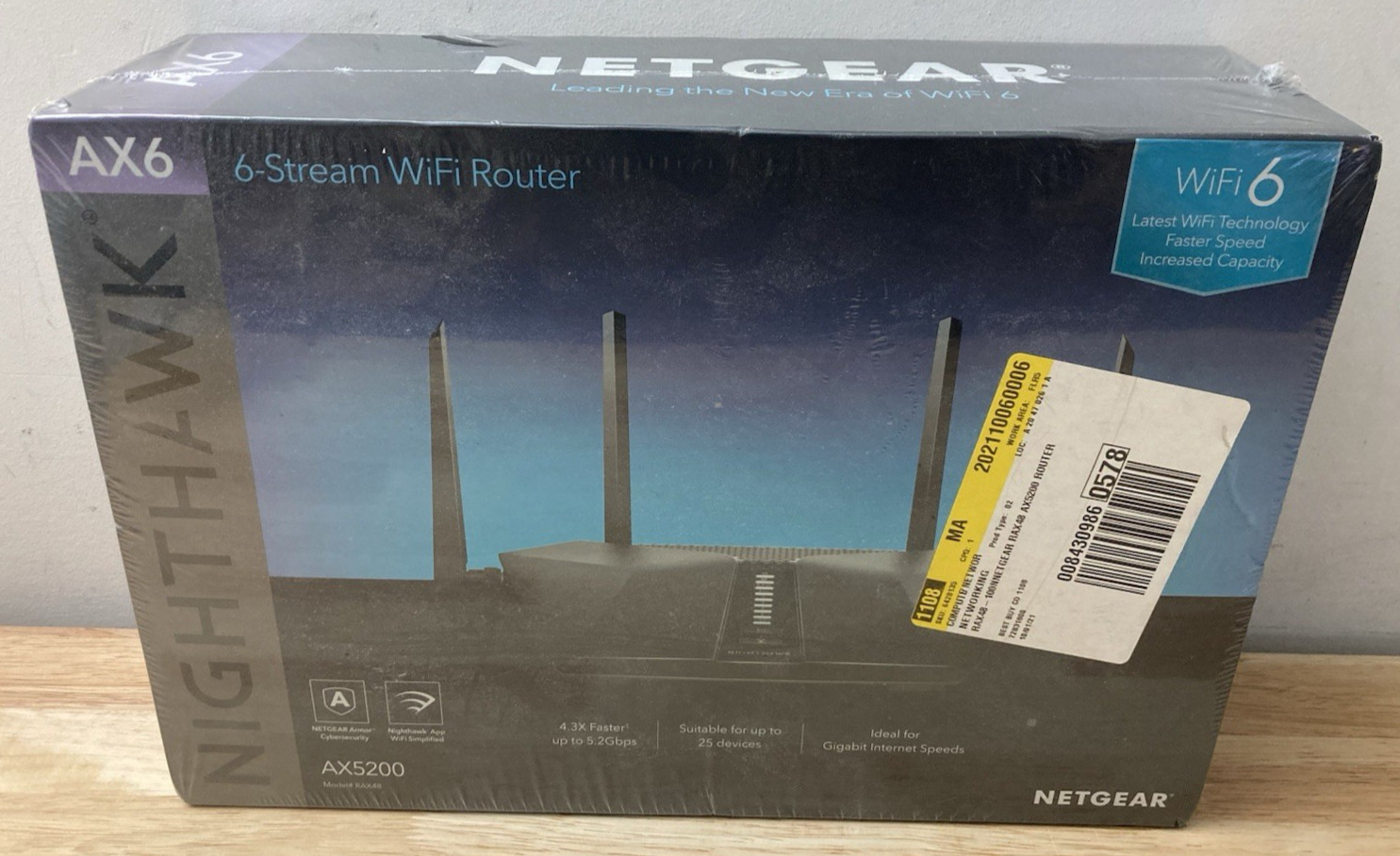NETGEAR AX5200 Nighthawk 6-Stream Dual-Band Wi-Fi Router Black (Factory Sealed)