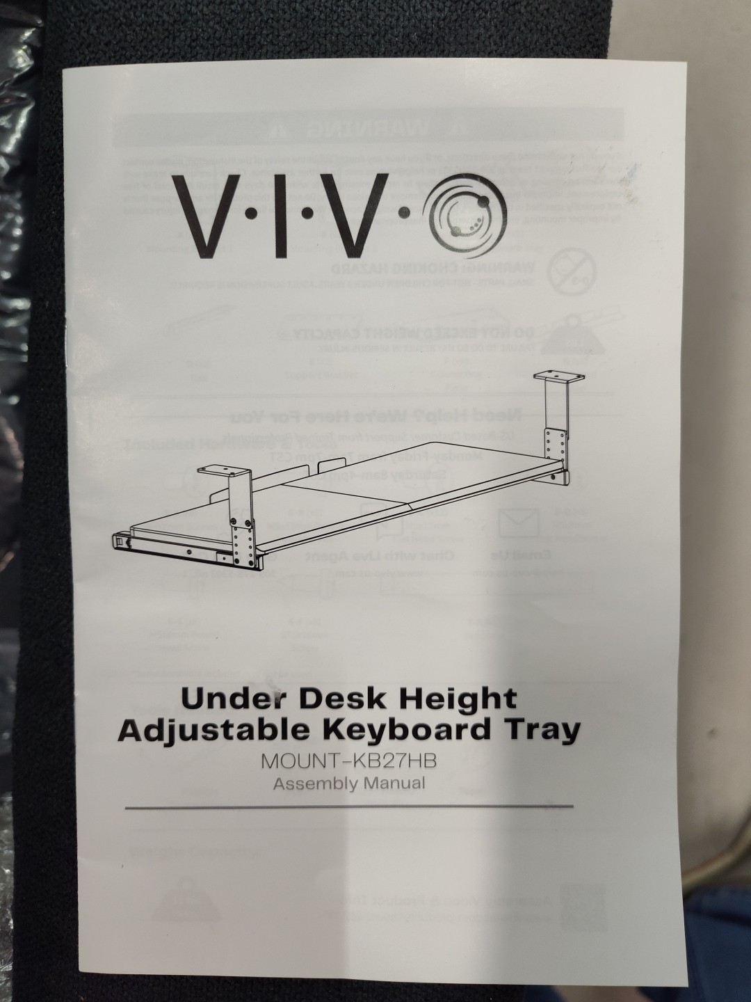 VIVO Large Height Adjustable Under Desk Keyboard Tray, C-clamp Mount System, 27