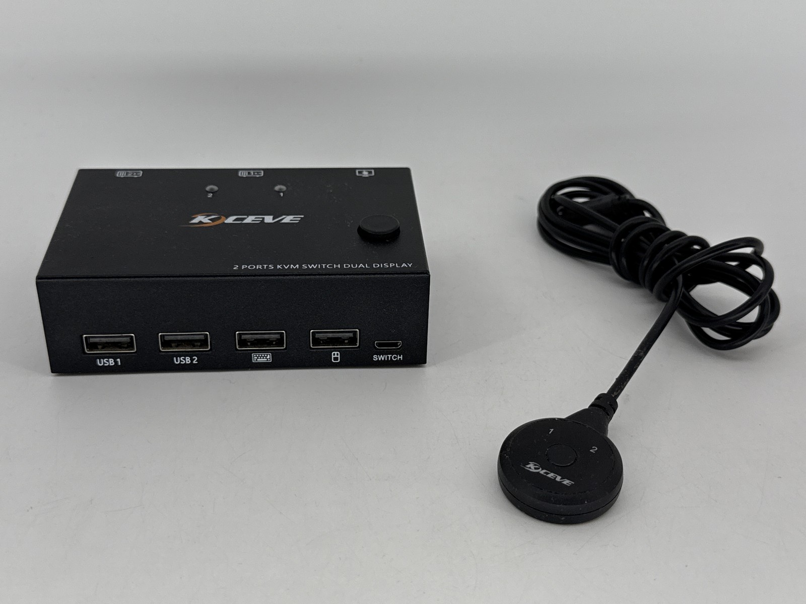 KCEVE 2 Ports KVM Switch Dual Display USB Black Plastic Tech Accessory 4K@60Hz