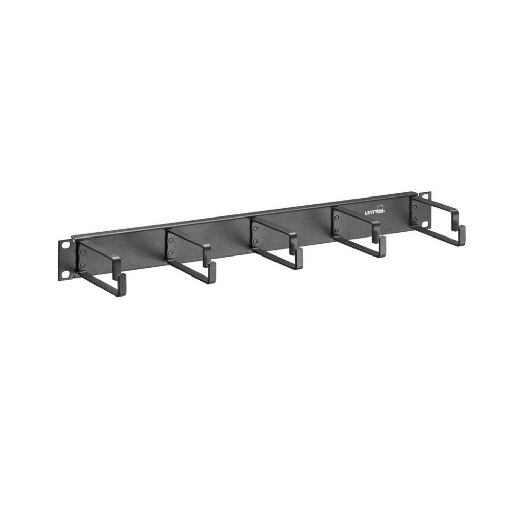 Leviton 49253-BCM 4" Metal Rings 2RU Rack 5-Ring Horizontal Cable Management