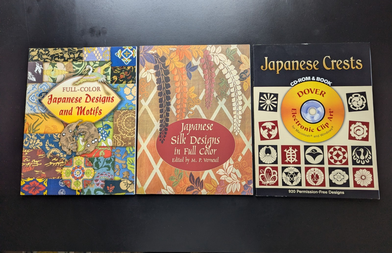 Japanese Silk, Designs, Motifs & Crests Clip Art 3V Lot Dover Books CD
