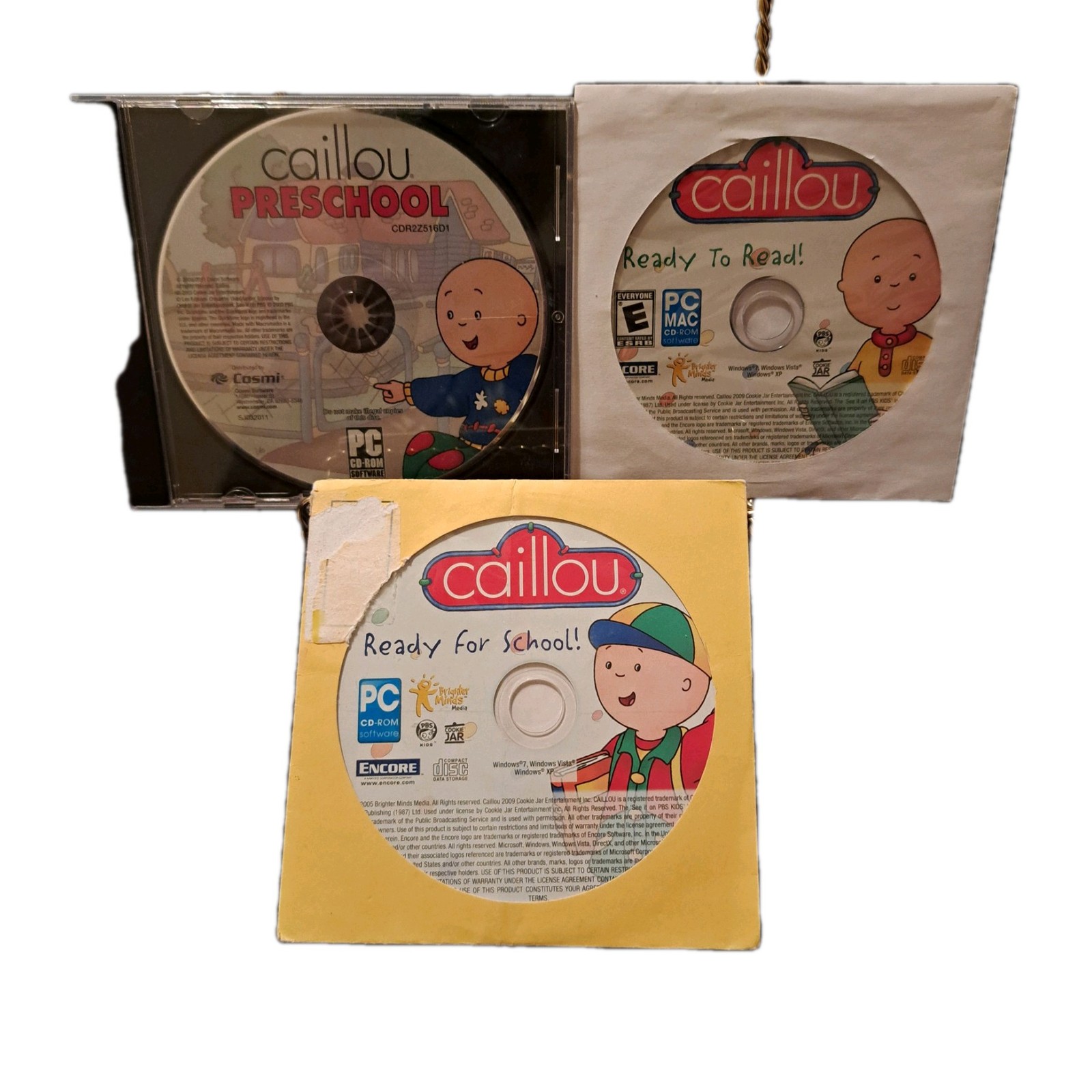 Caillou Learning 3 PC Disk Ready To Read,  Preschool,  Ready For School, Used