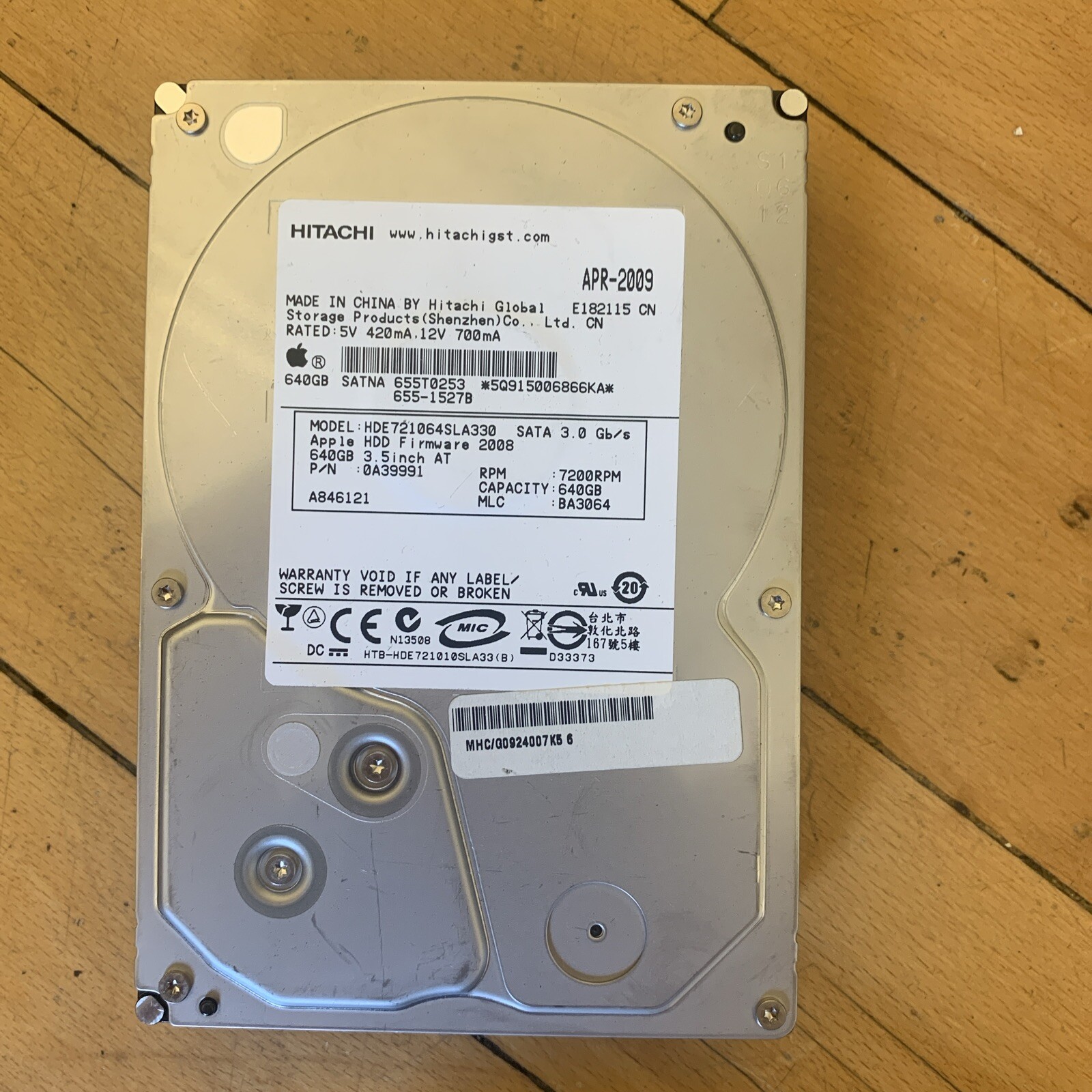 Hitachi 0A39991 640GB 7.2K RPM SATA 3.5'' Hard Drive HDD Model: HDE721064SLA330