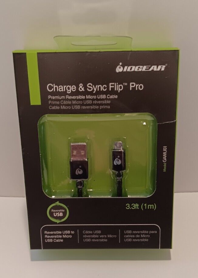GAMU01 IOGEAR Charge and Sync Flip Pro, Reversible USB to Reversible Micro USB