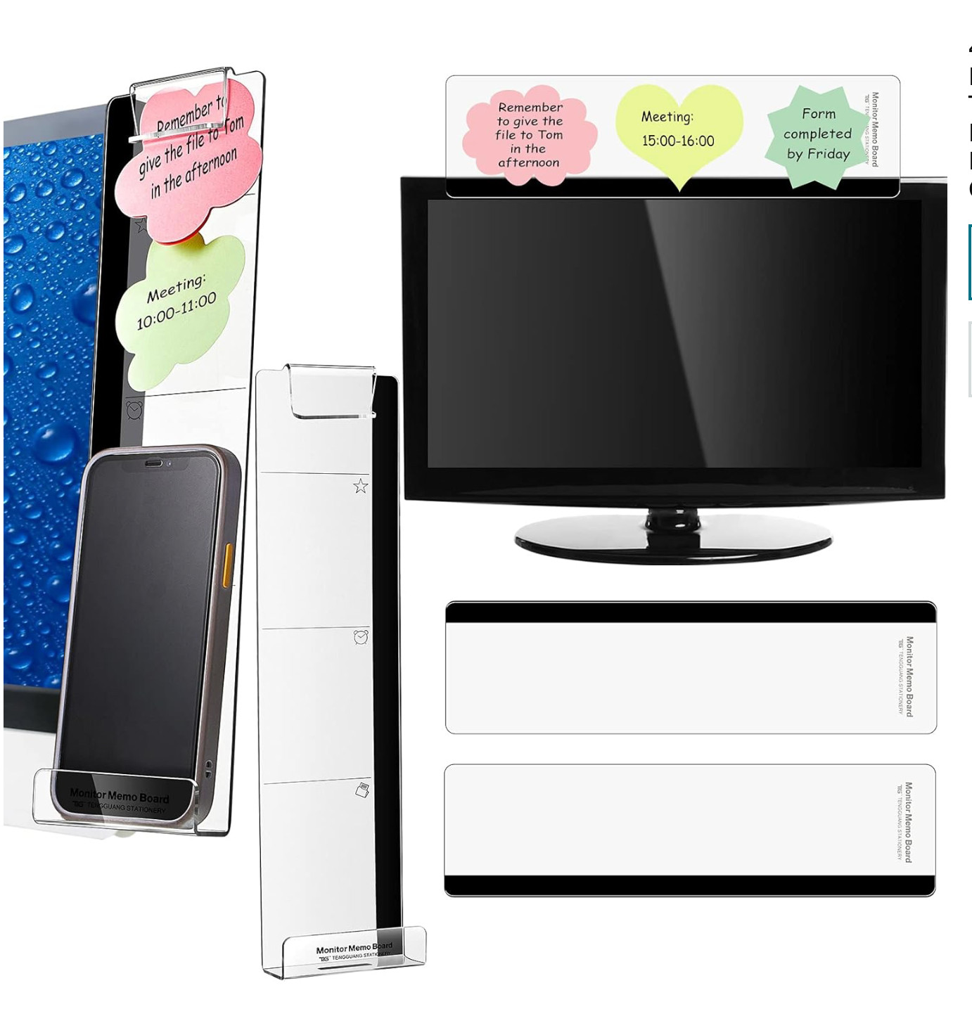 4 Pieces Computer Monitor Message Memo Board Transparent Message Panel Monitor S